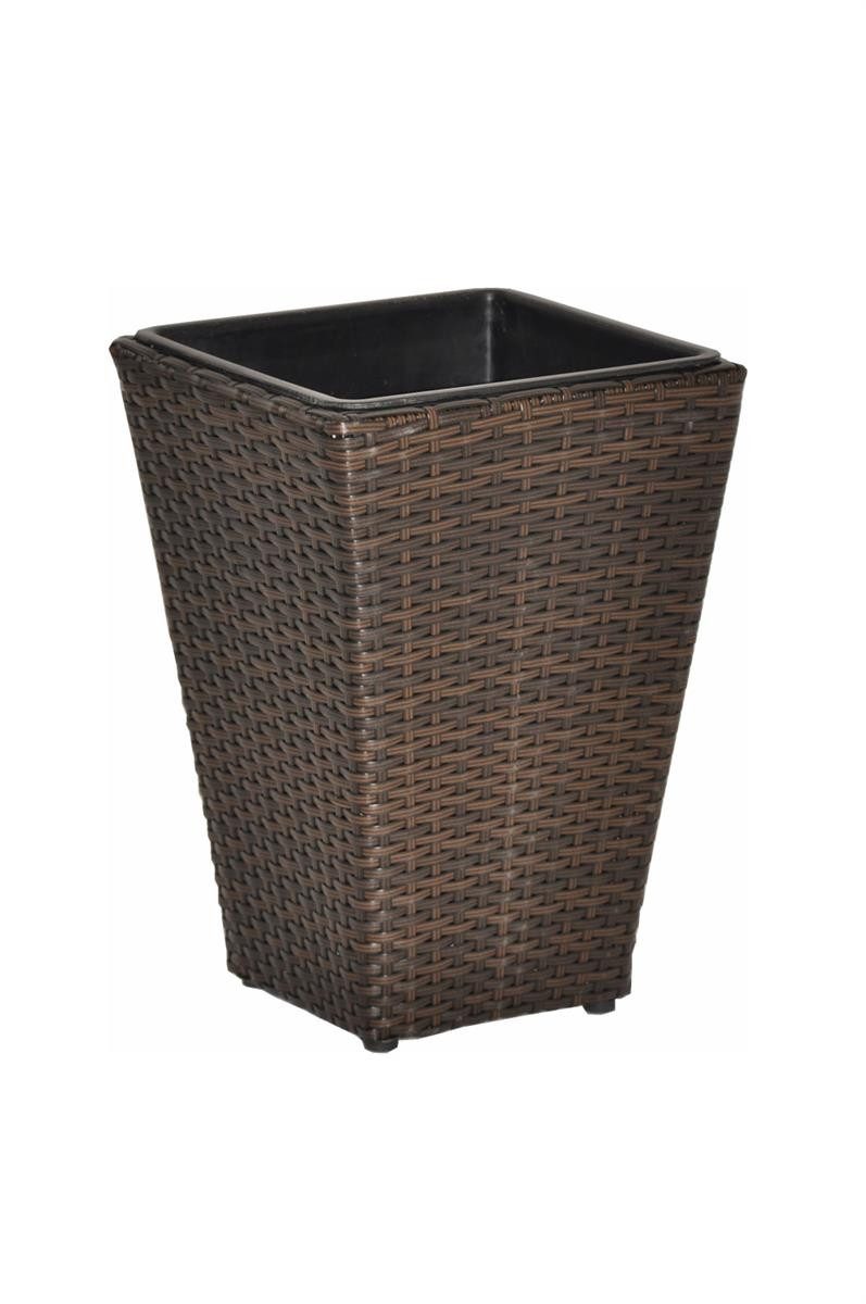dazikemo Blumenkasten Pflanzkübel Sanssouci Poly Rattan braun 40 cm
