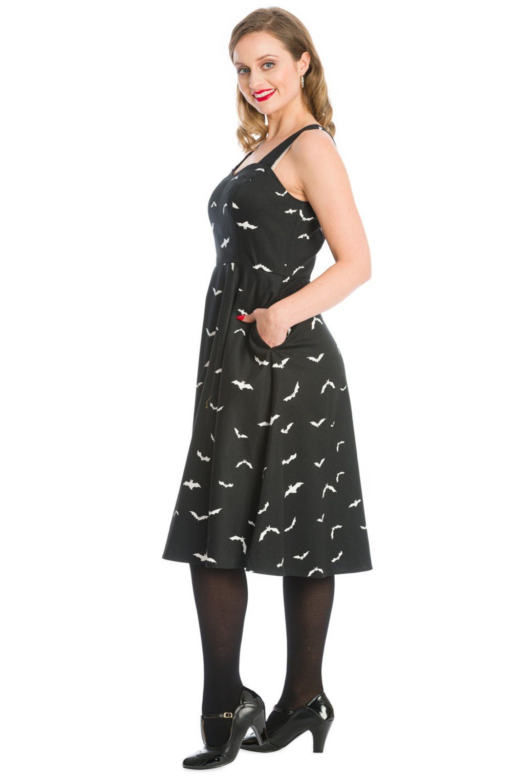 Banned A-Linien-Kleid Batty For You Retro Swingkleid Vintage Goth Fledermaus