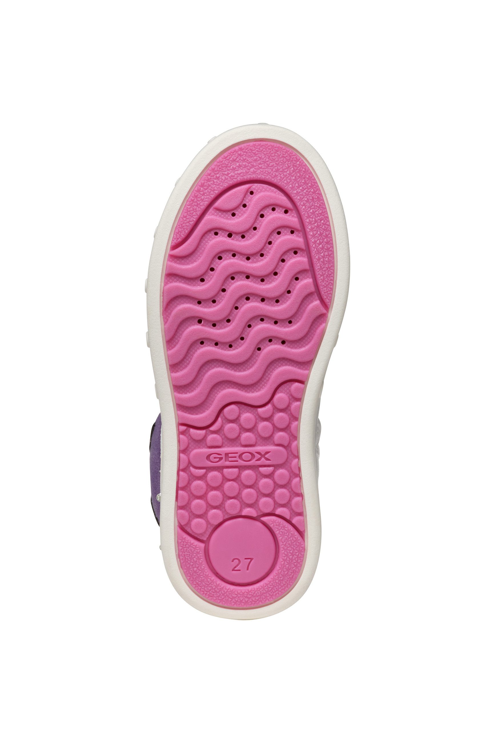 Geox J SKYLIN GIRL Blinkschuh Sneaker Schnürboots, Blinkschuh mit Glitzer und Blinkfunktion