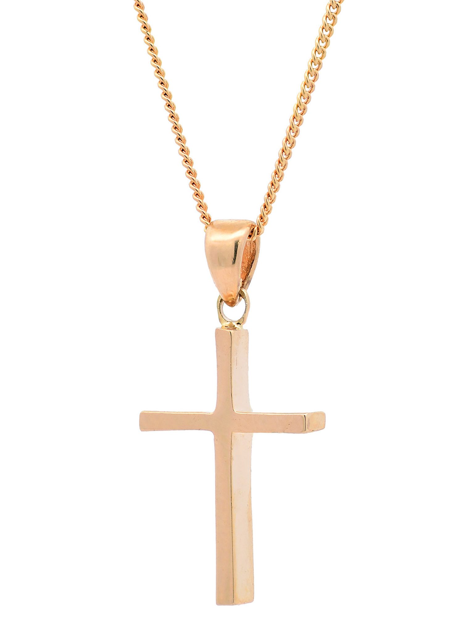 Kettenanhänger Anhänger Kreuz mit 1,1 mm Goldkette 36 cm 585-14 Karat Gold