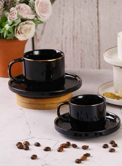 ZELLERFELD Kaffeeservice »12-Teilig Kaffeeservice Mokkaservice mit Untertasse schwarz«