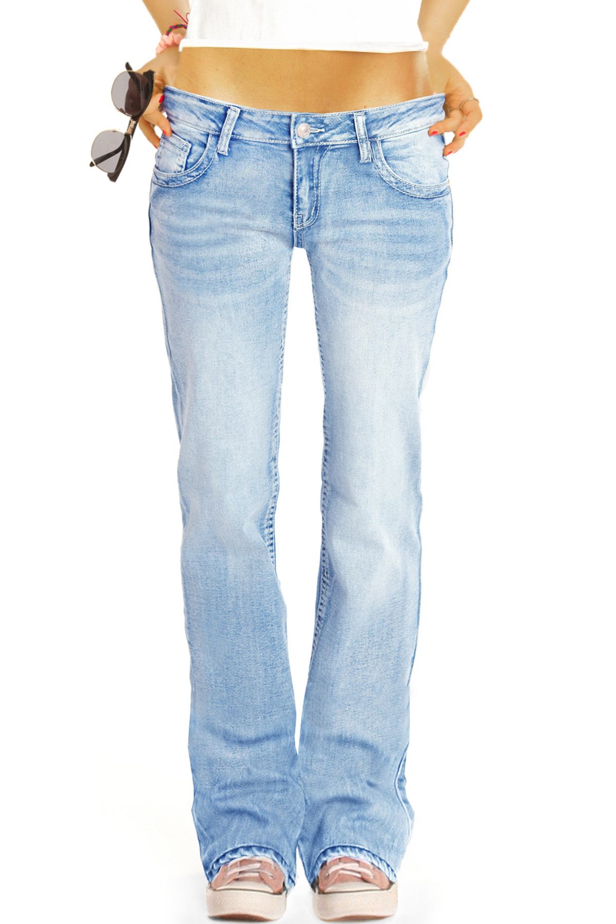 be styled Low-rise-Jeans Hüftige Bootcut Jeans Hose low waist Hüftjeans - Damen - j41k-1 mit Stretch-Anteil
