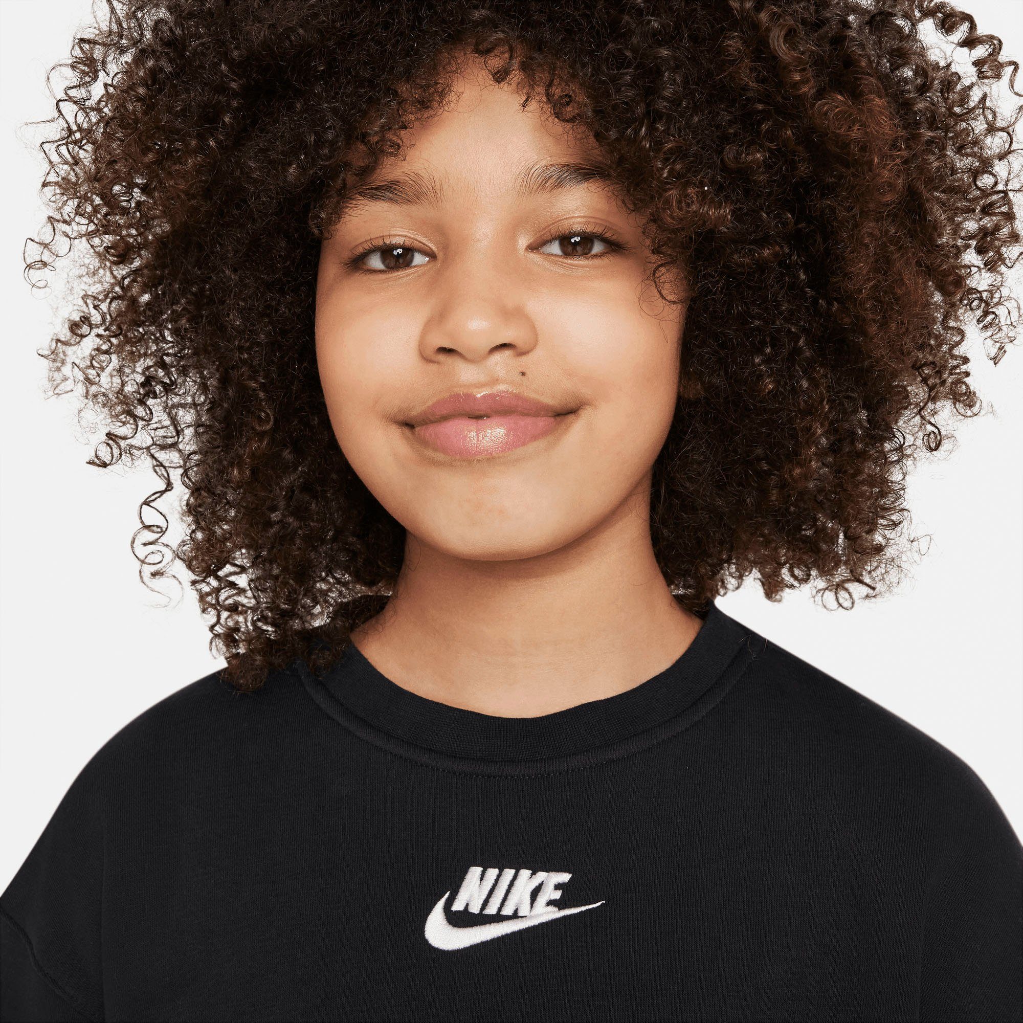 Nike Sportswear Sweatshirt Club schwarz Kids' Crew Big Sweatshirt (Girls) Fleece