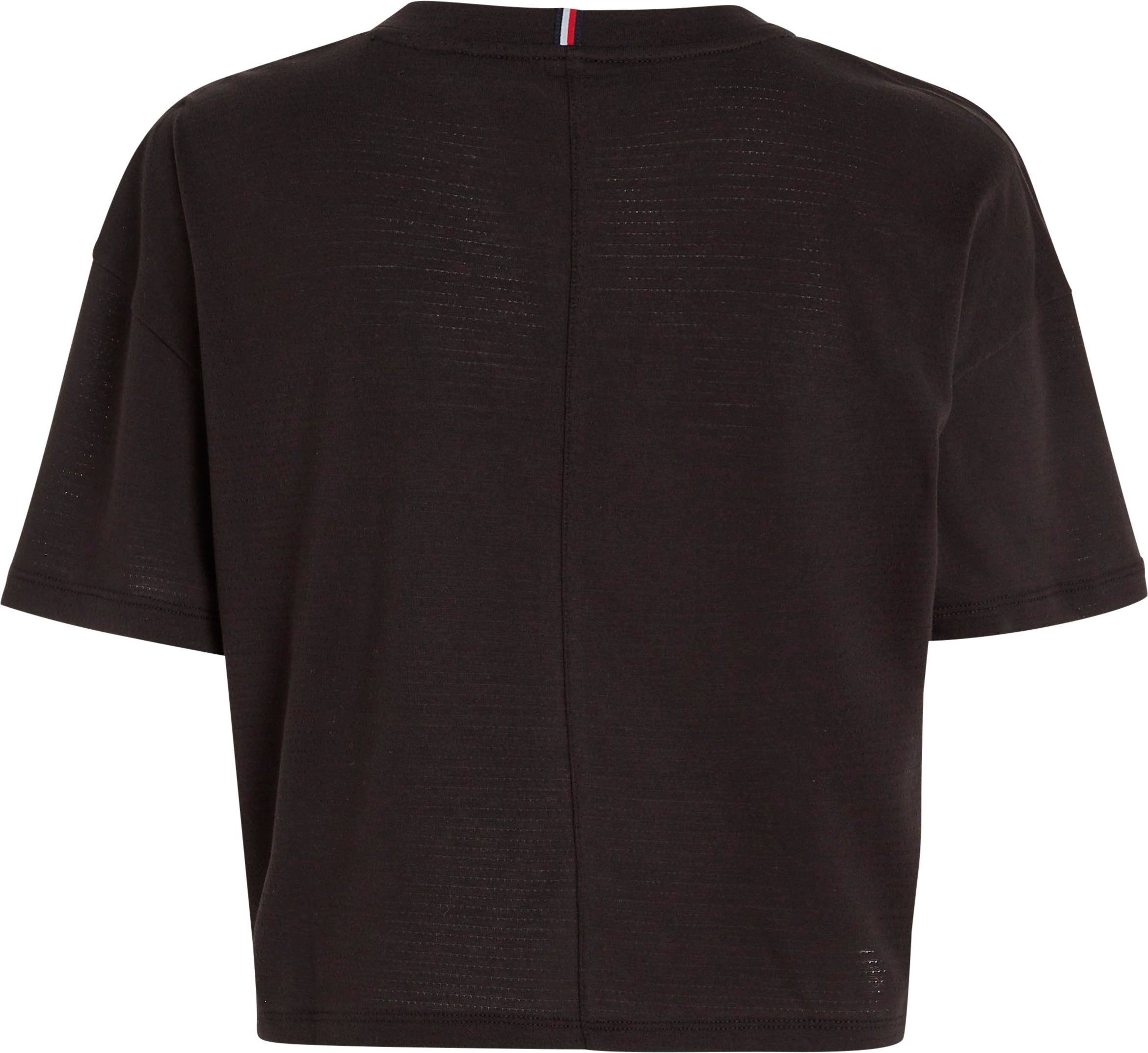 Form in CROPPED Hilfiger Sport ESSENTIALS cropped TEE RELAXED T-Shirt Tommy Black modischer