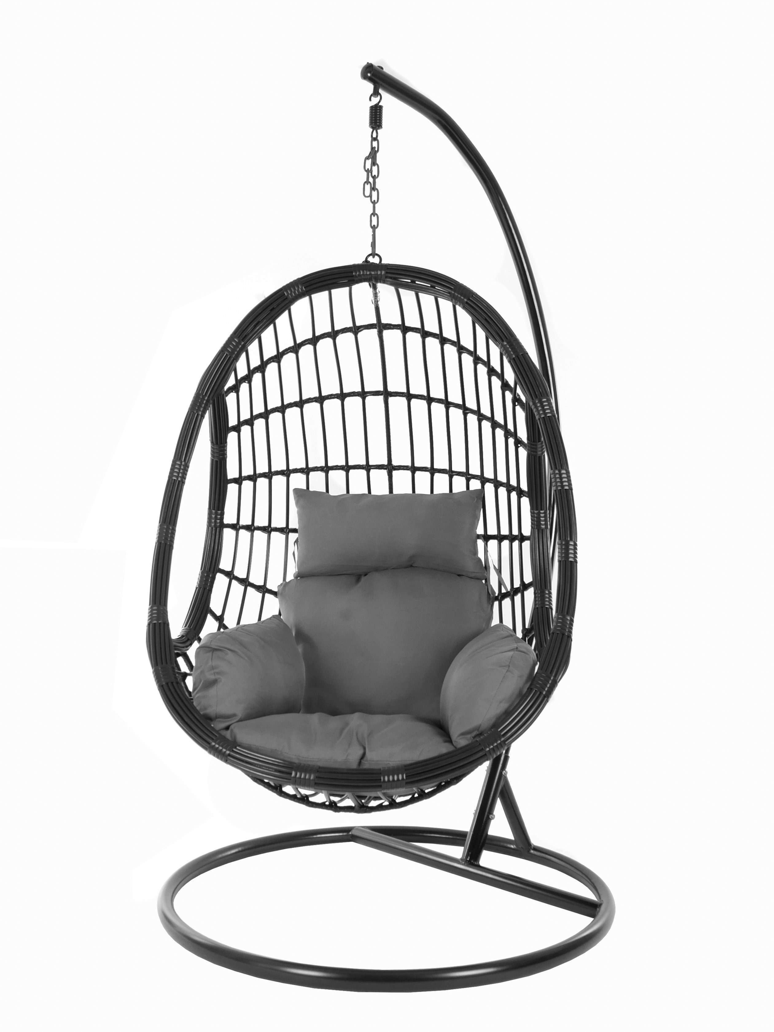 dunkelgrau Schwebesessel, KIDEO Nest-Kissen PALMANOVA mit und Chair, Hängesessel Gestell black, Swing Kissen, (8999 shadow) Hängesessel
