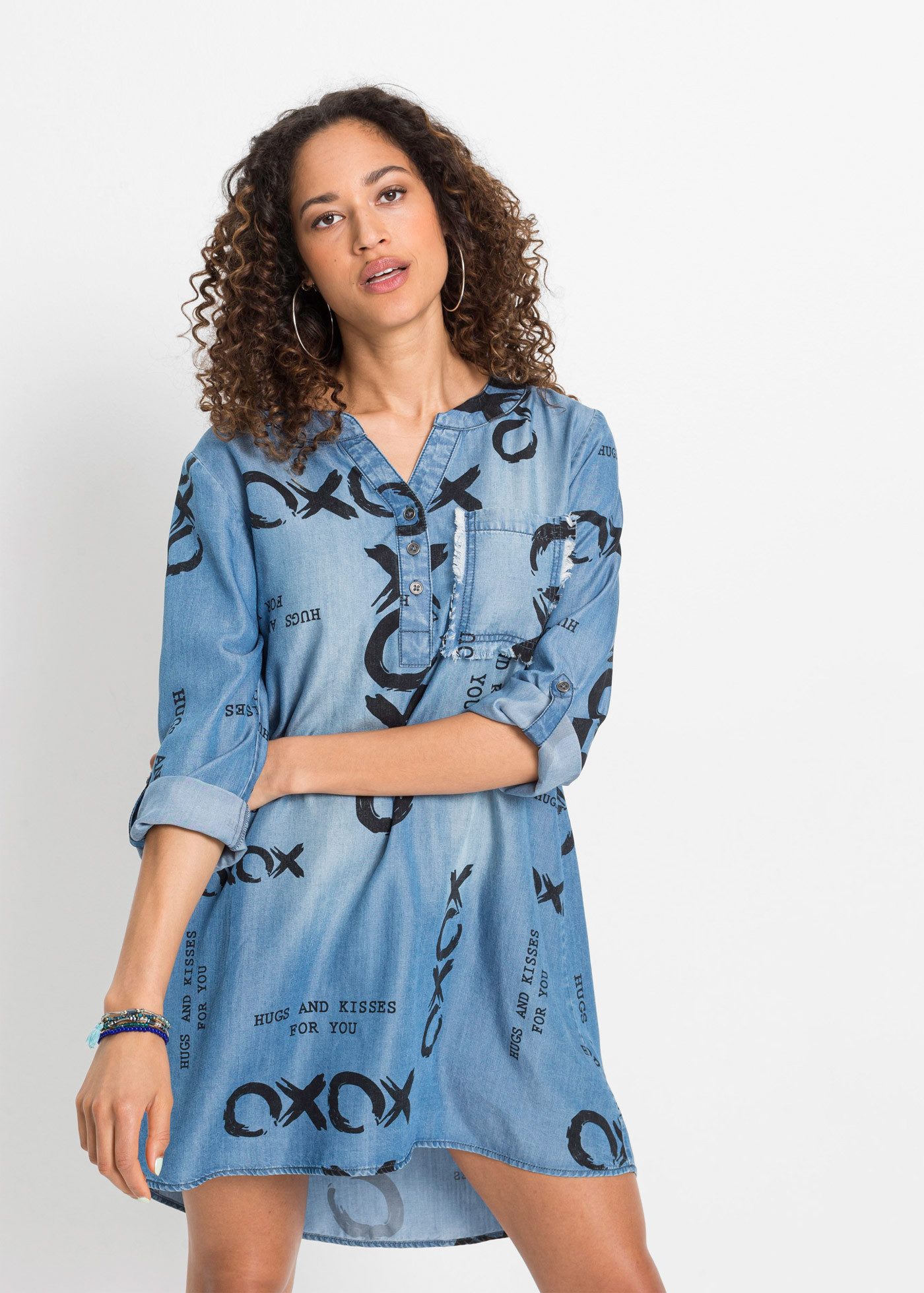 bonprix Midikleid für Frühjahr und Sommer, Jeanskleid, aus Lyocell (TENCEL)