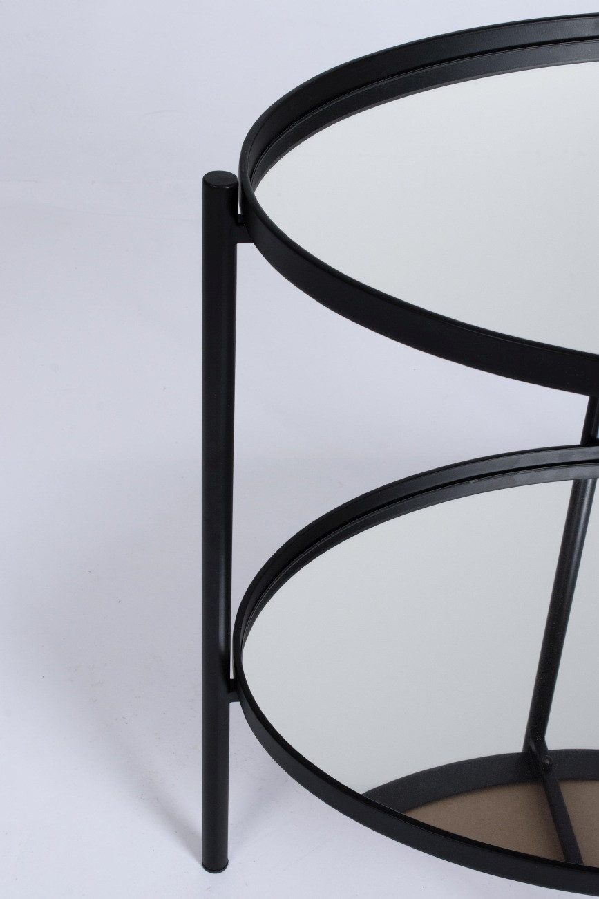 Feeling4Home Beistelltisch Jens Oval aus Metall, Schwarz, Mit Ablage