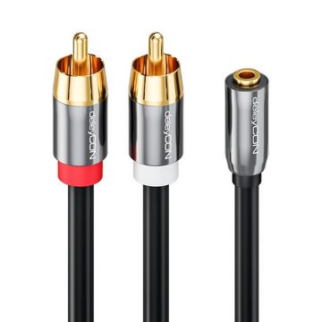 deleyCON deleyCON 0,2m Klinken zu Cinch Adapter - 3,5mm Buchse zu 2x RCA Cinch Audio-Kabel