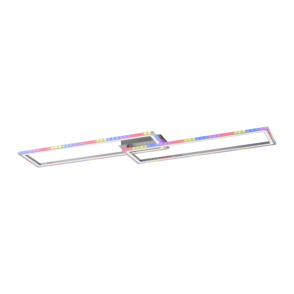 Leuchten Direkt Deckenleuchte FELIX60, LED fest integriert, warmweiß -  kaltweiß, LED, CCT - über Fernbedienung, RGB-Rainbow, Infrarot inkl.,  dimmbar, LED Deckenleuchte in rechteckiger Form, mit einem drehbarem Rahmen
