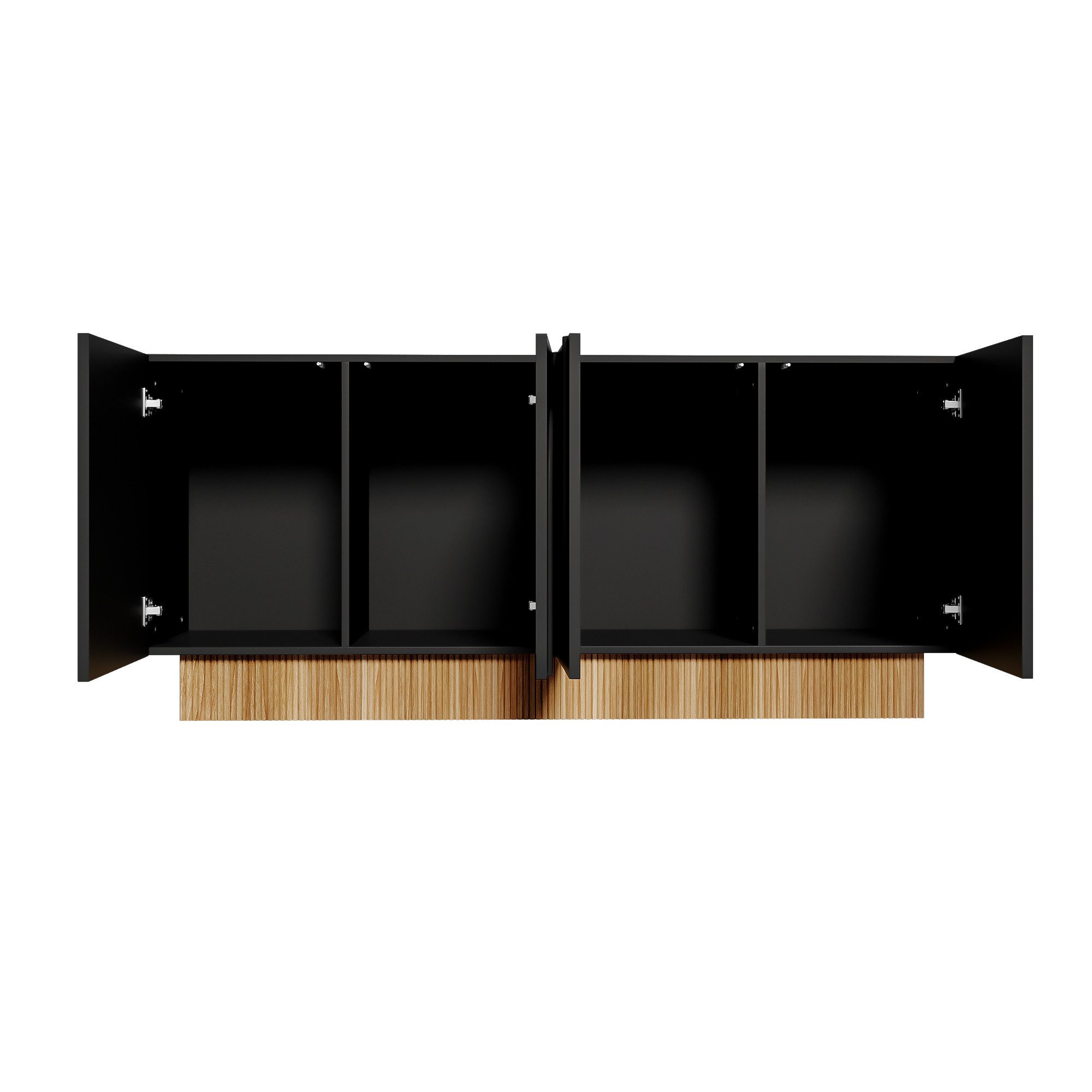 Merax Sideboard mit U-Relief-Design & dekorativer Holzstruktur (1 St., 160×75×38 cm), Kommode mit 4 Türen und großen Innenfächern, Anrichte, Buffetschrank