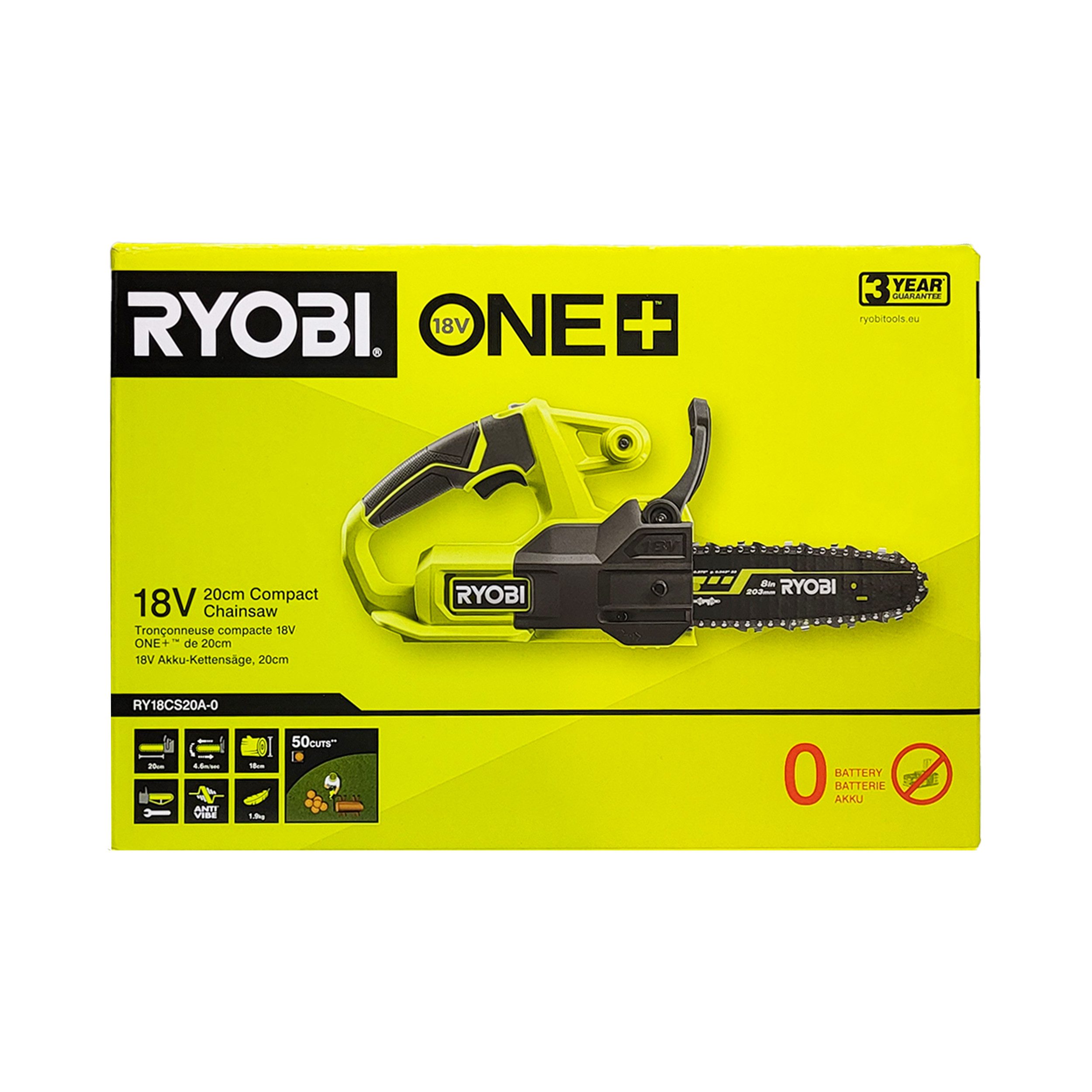 Ryobi Akku-Kettensäge Ryobi RY18CS20A-0 Akku-Kettensäge 18 V ONE+ (ohne Akk günstig online kaufen