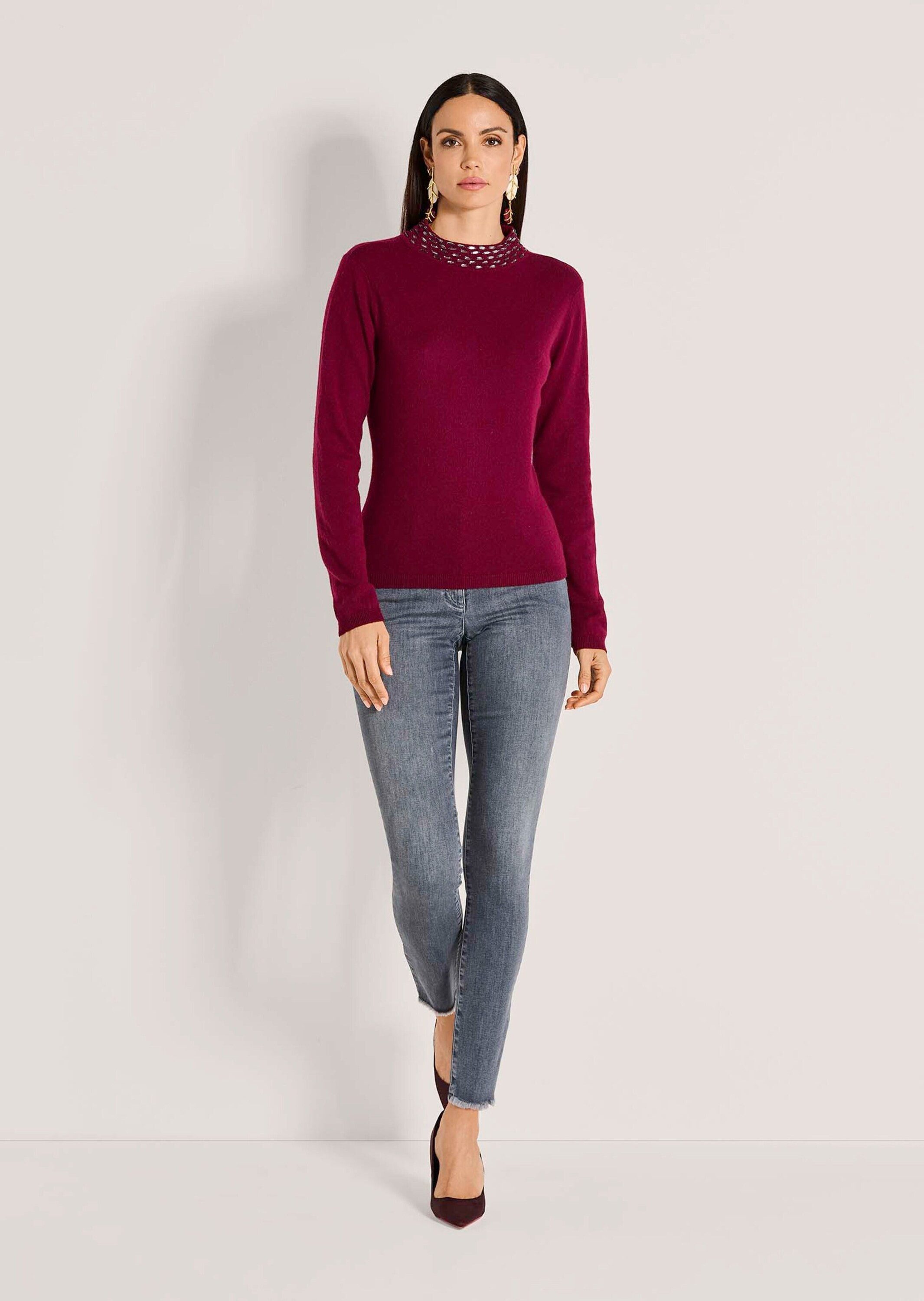 MADELEINE Strickpullover Eleganter Wollpullover mit Stehkragen Glattstrickp günstig online kaufen