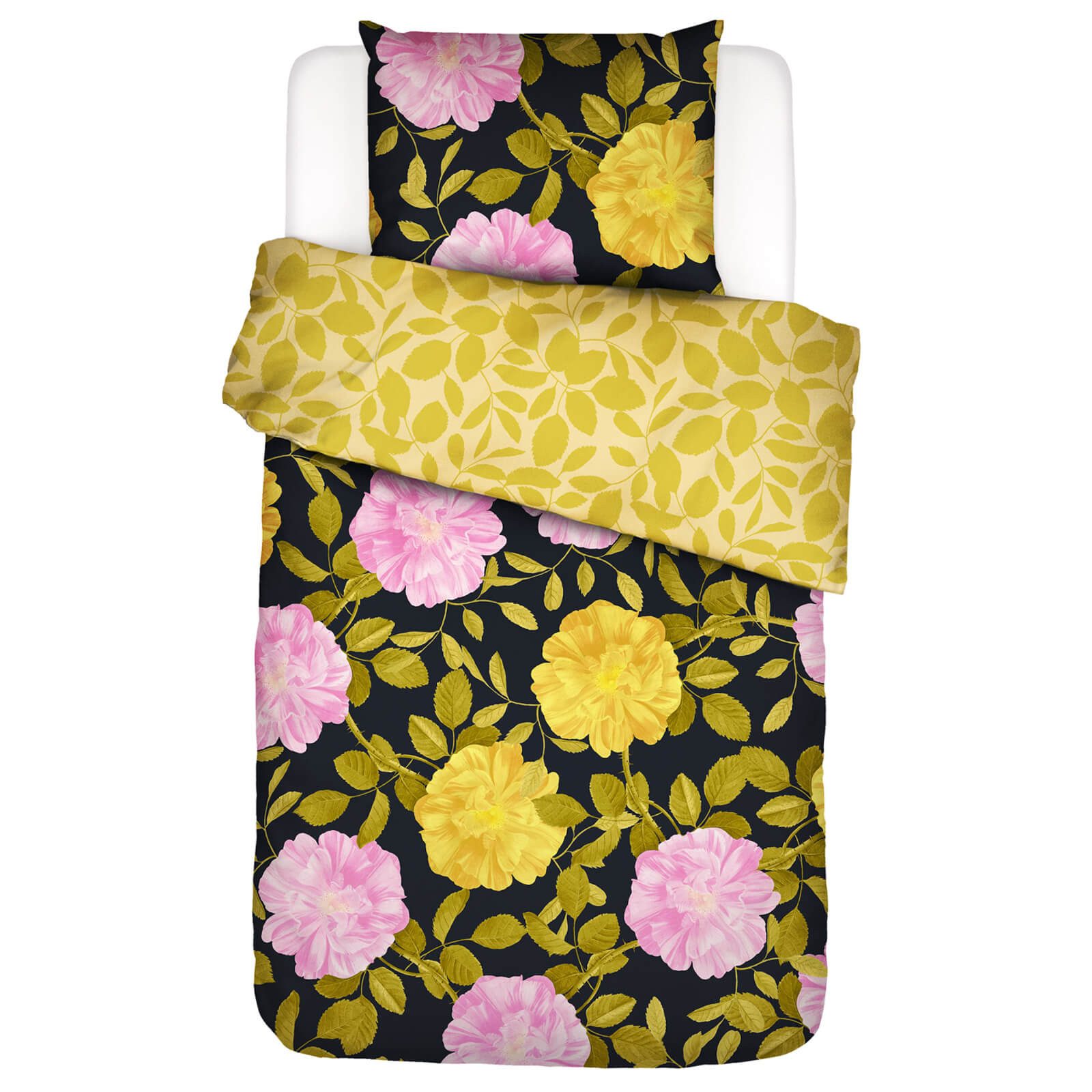 Essenza Bettwäsche Bloom With a view Schwarz, Perkal, 2 teilig, Floral, Blumig