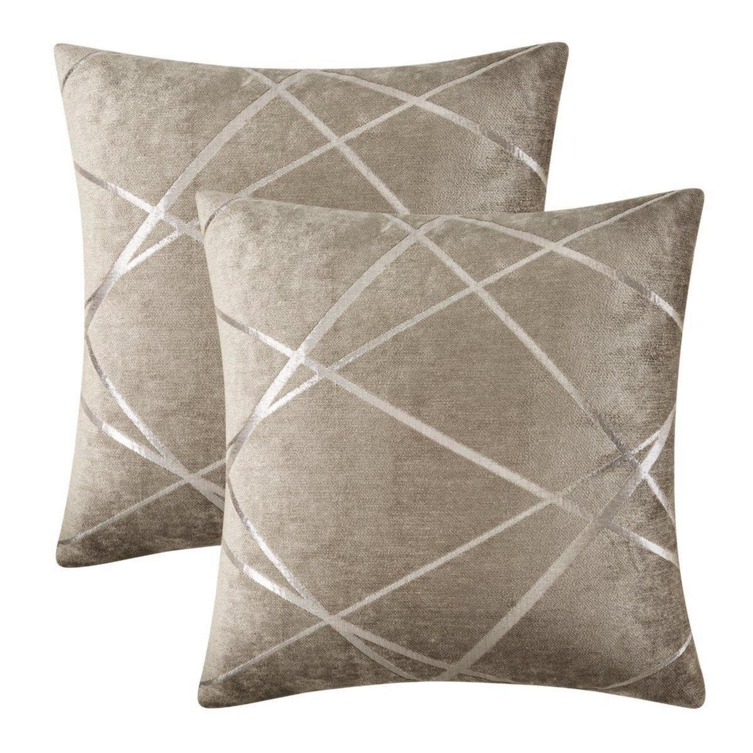 LuxusKollektion Kissenbezug Kissenbezug Samt 55x55cm Braun 2er Set, (2 Stück)