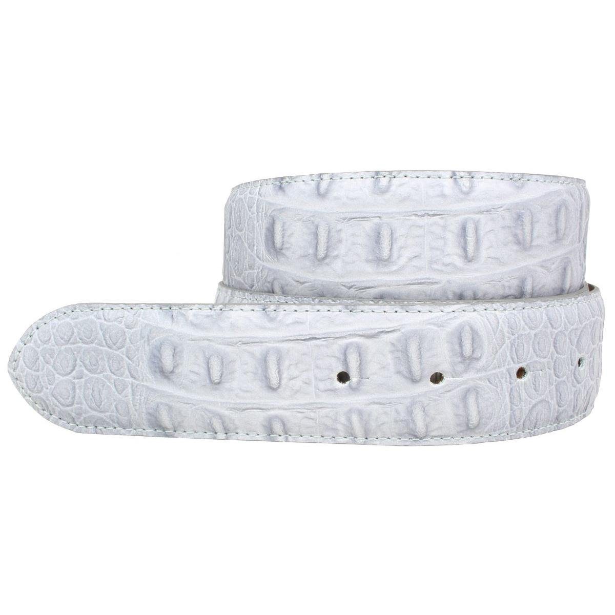 BELTINGER Ledergürtel Gürtel mit Krokoprägung ohne Schnalle 4 cm - Leder-Gürtel für Damen He Hellgrau