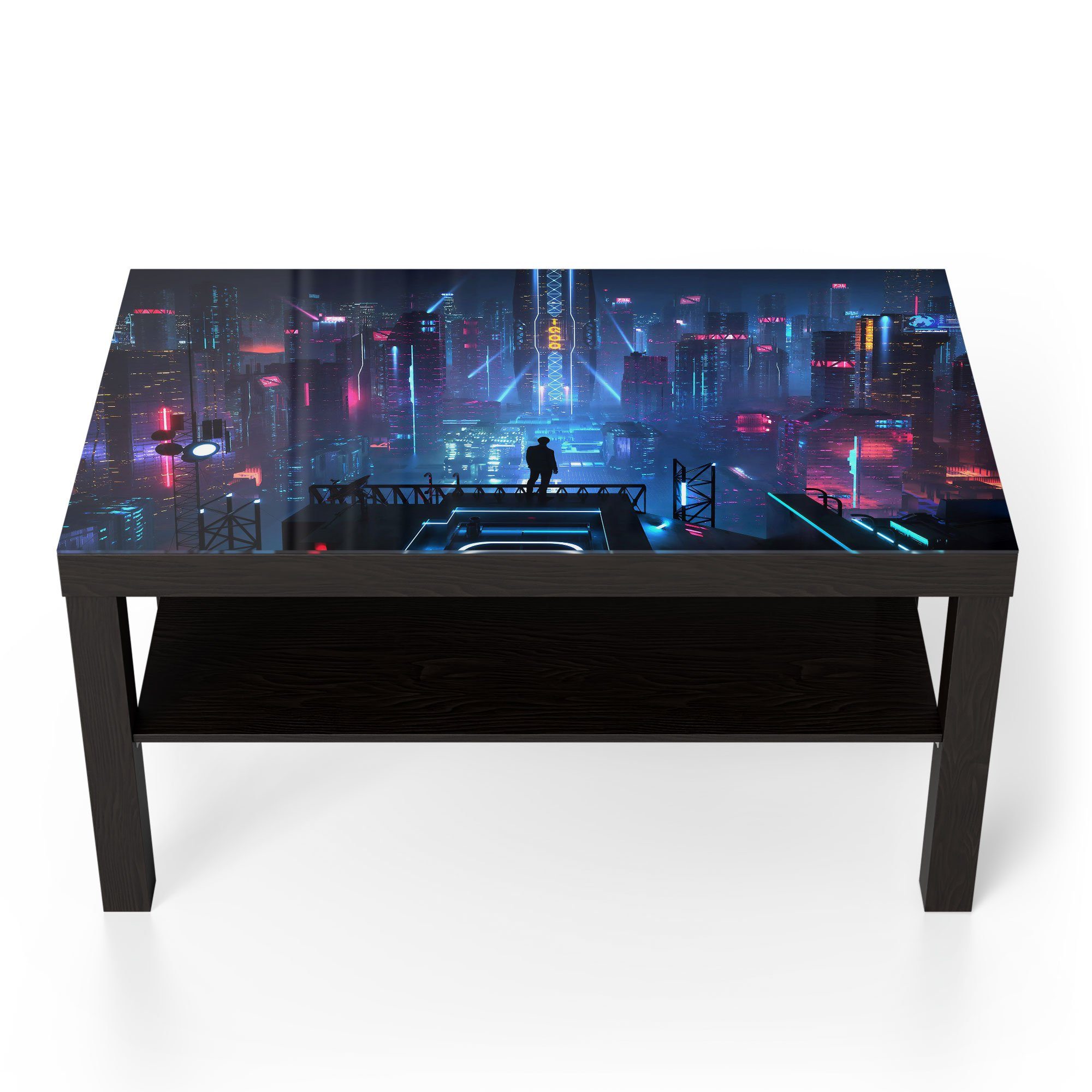DEQORI Couchtisch 'Cyberpunk Stadt bei Nacht', Glas Beistelltisch Glastisch günstig online kaufen
