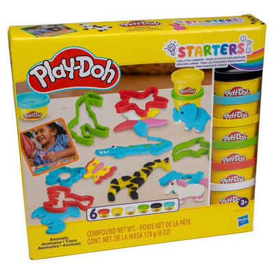 Play-Doh Knete Play-Doh Starters Knetwerkzeuge Knetset mit 9 Tier Förmchen (16-tlg), Knete und Tierformen Set