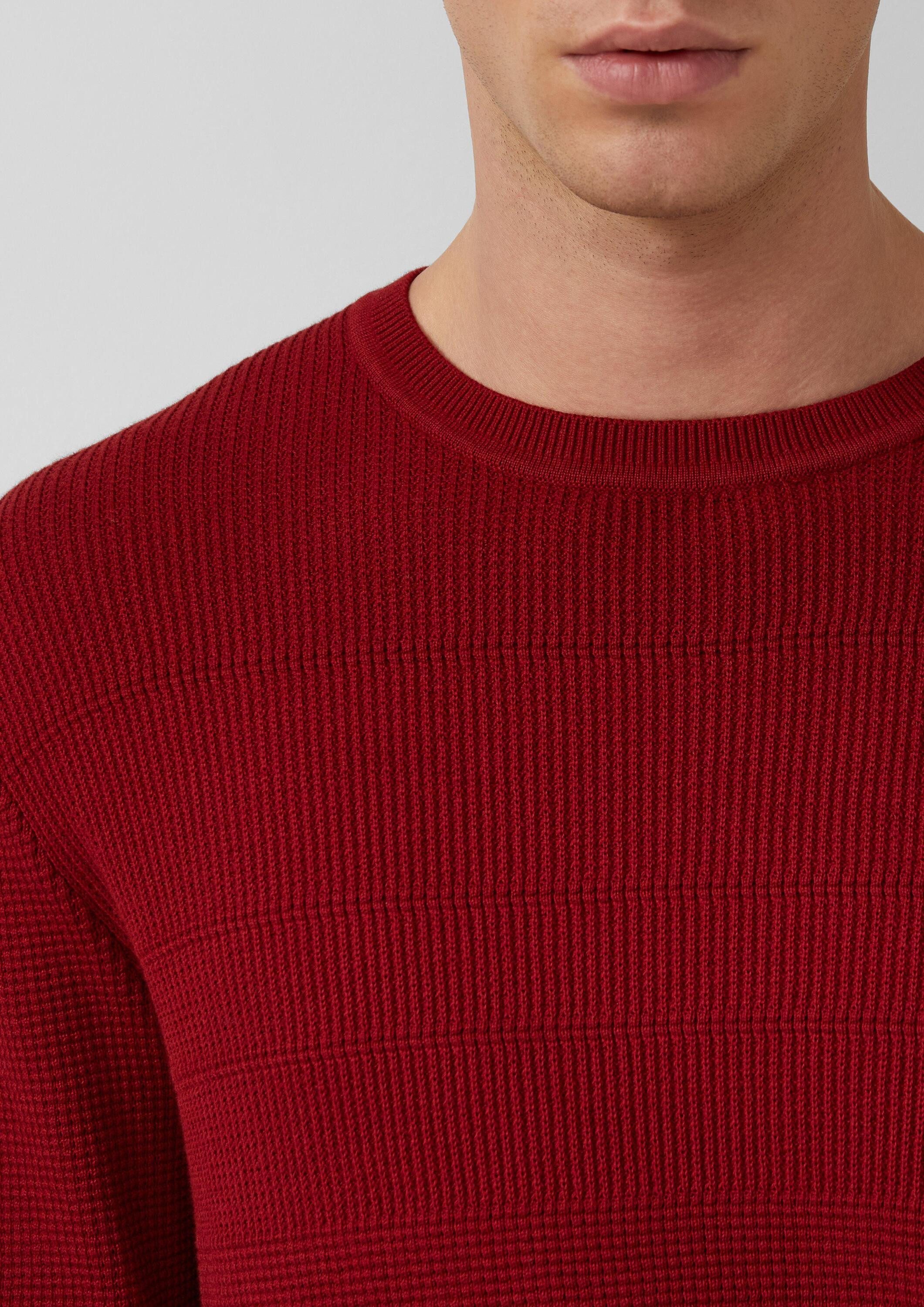 s.Oliver Longpullover Strickpullover Strukturmix-Pullover aus reiner Baumwolle