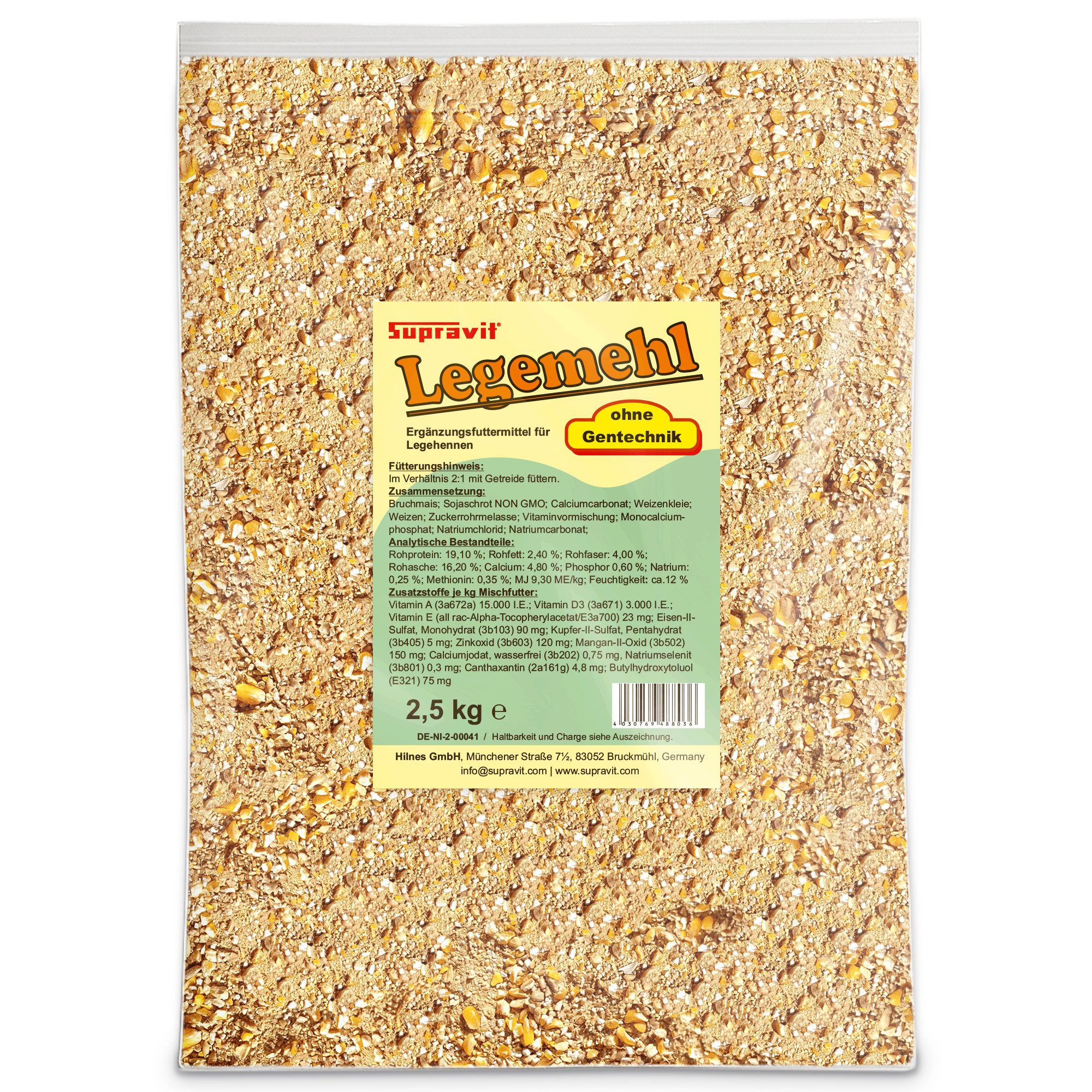 Supravit Legemehl für Hühner - GVO Gentechnik frei - Für stabile Eierschalen, Ergänzungsfutter für: Nutz-/ Wildtier