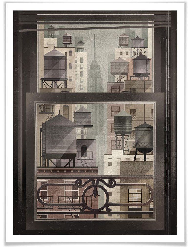 Wall-Art Poster NYC Watertowers, New York (1 St), Poster, Wandbild, Bild, Wandposter