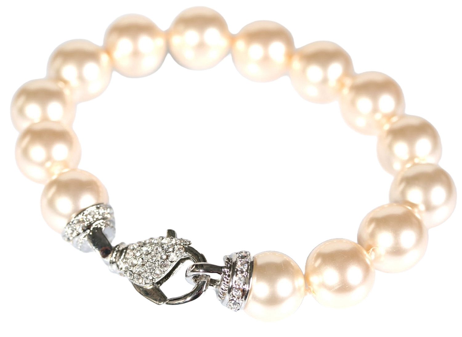 Le Bijou Perlenarmband Perlen Glow (1-tlg), Muschelkern Perlen-Armband 20 cm Ø12 mm mit Markenkristallen