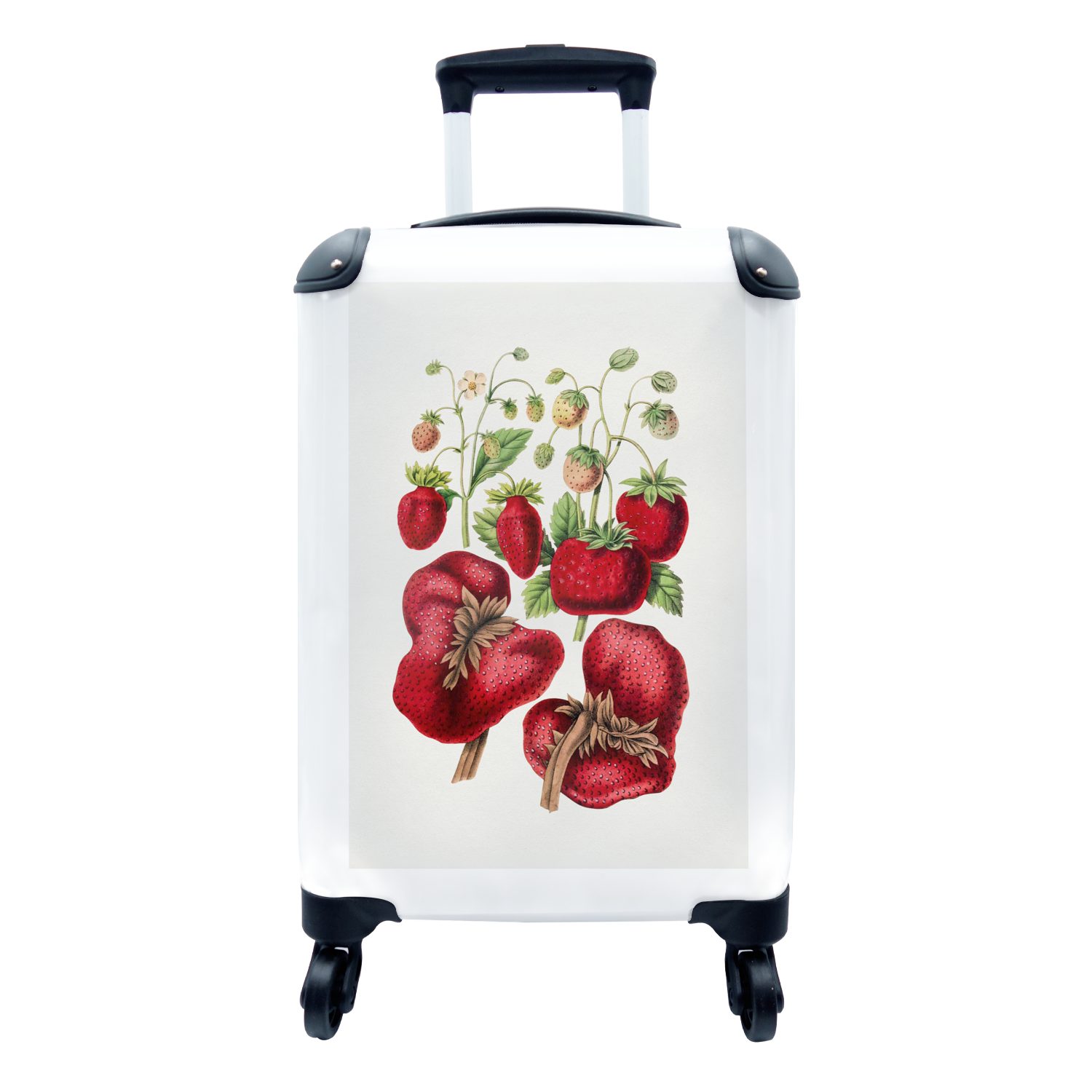- Trolley, mit Reisekoffer MuchoWow für rollen, Handgepäckkoffer Rollen, Erdbeeren, - Lebensmittel Handgepäck 4 Reisetasche Obst Ferien,
