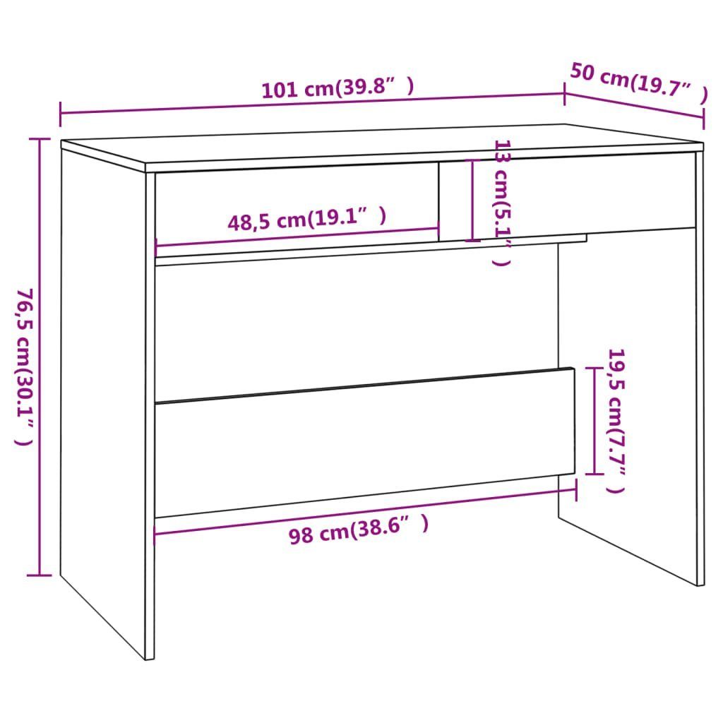 | Holzwerkstoff cm 101x50x76,5 Schreibtisch Schwarz Schwarz vidaXL Schwarz Schreibtisch