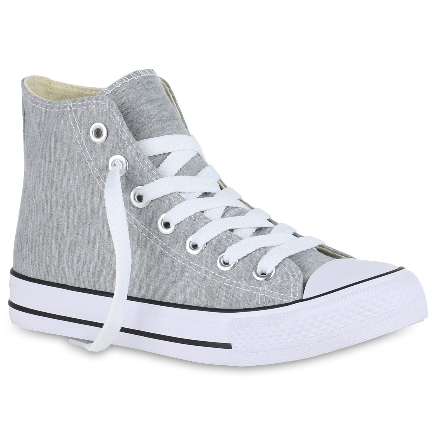 VAN HILL 826091 Sneaker Damen Sneaker High Basic Canvas Turnschuhe Schnürer Freizeitschuhe