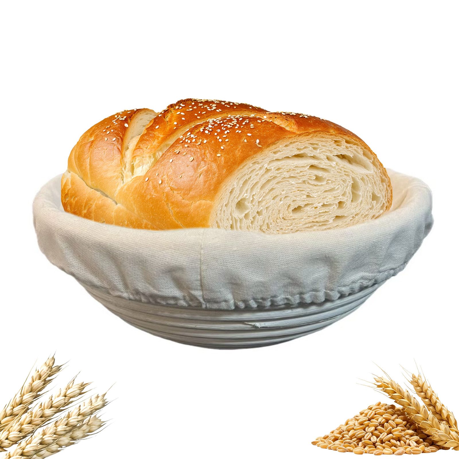 GLIESE Gärkorb 25cm Gärkorb zum Brotbacken mit Teigschaber, Gärkorb, Leinen-Einlage, Reinigungsbürste, Teigschaber, Gräte-Messer