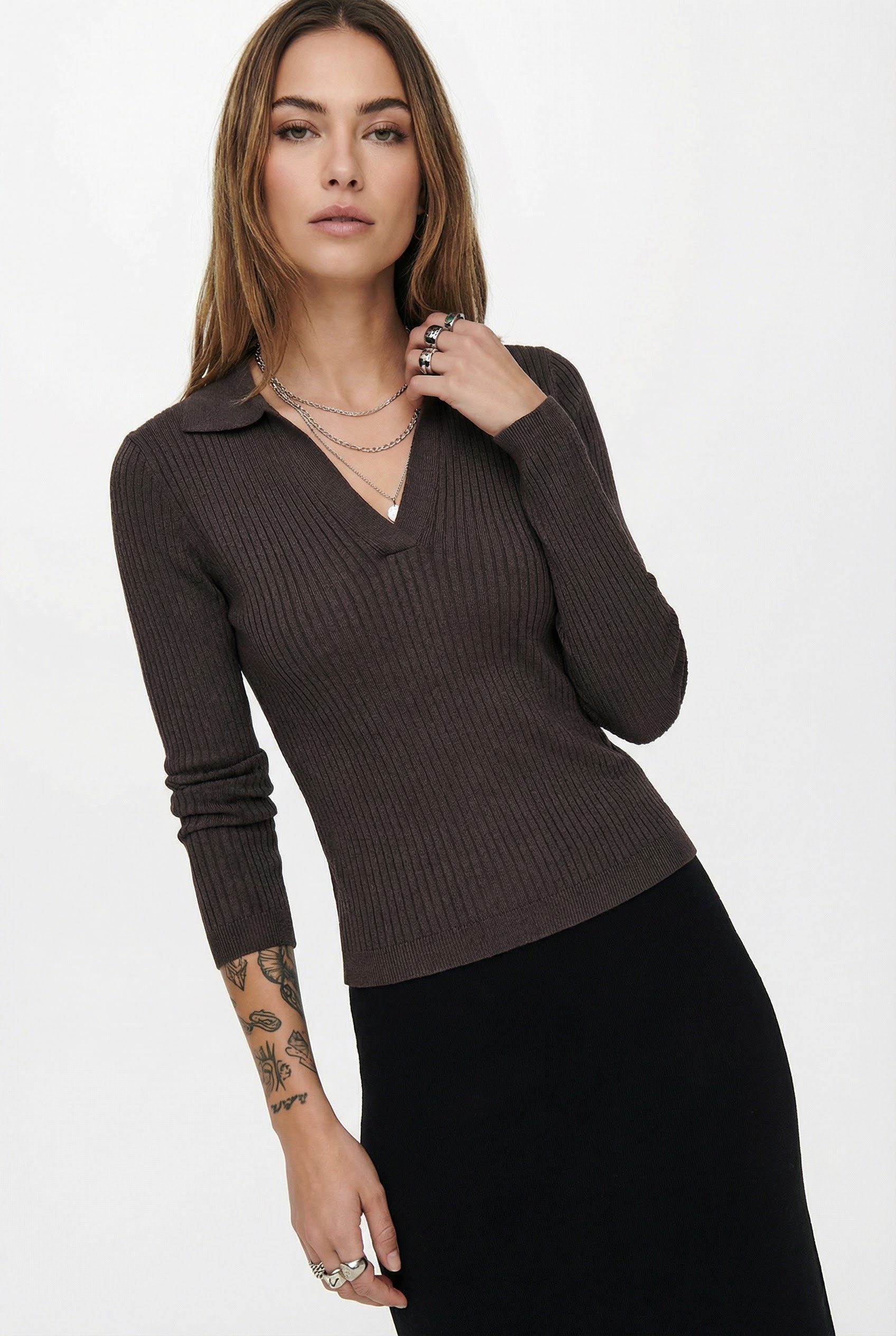 ONLY Polokragenpullover ONLKAYA LS POLO PULLOVER EX KNT Rippstrick