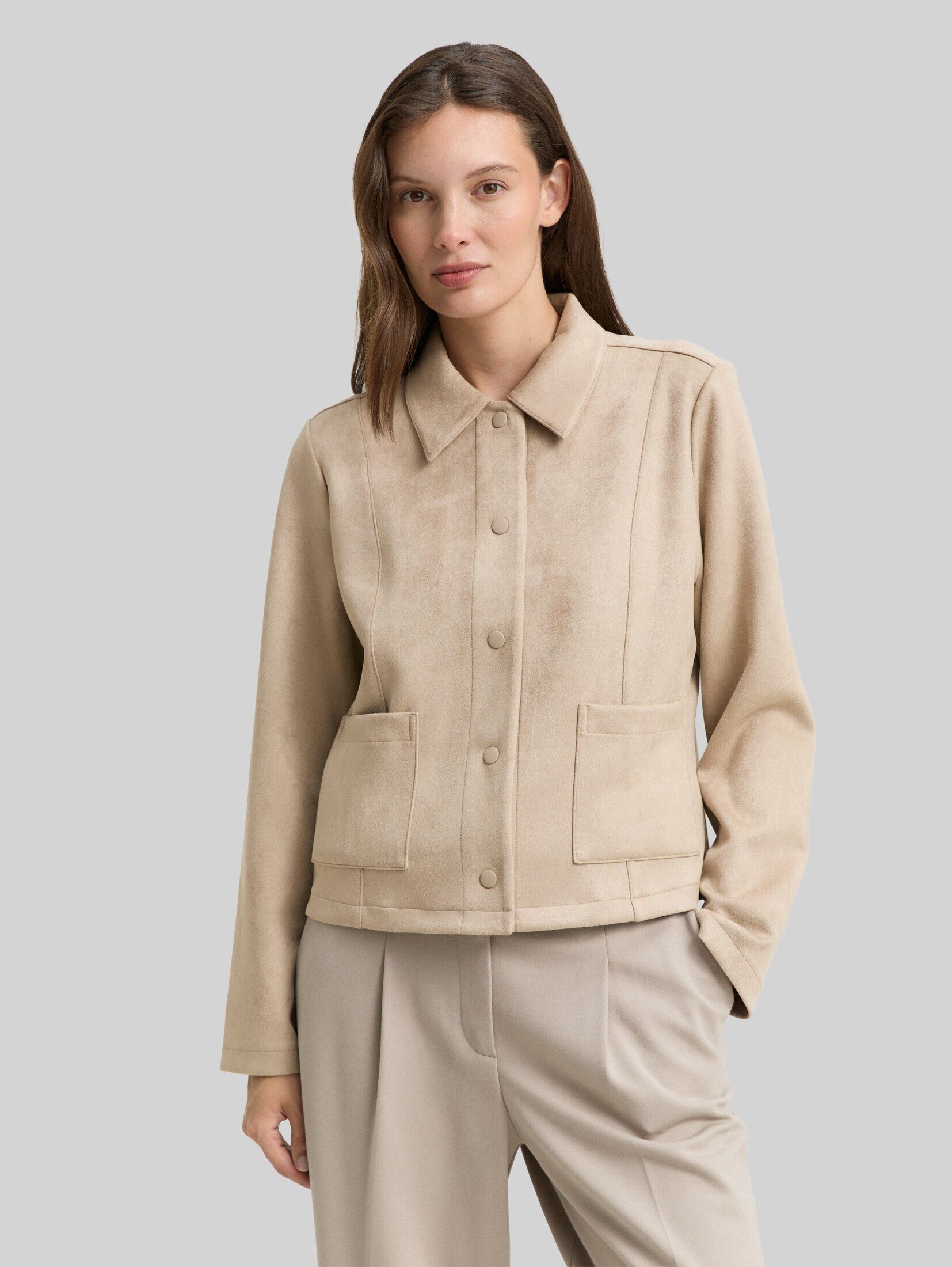 TOM TAILOR Jackenblazer Blazer Regular Fit Jacke in Wildleder-Optik