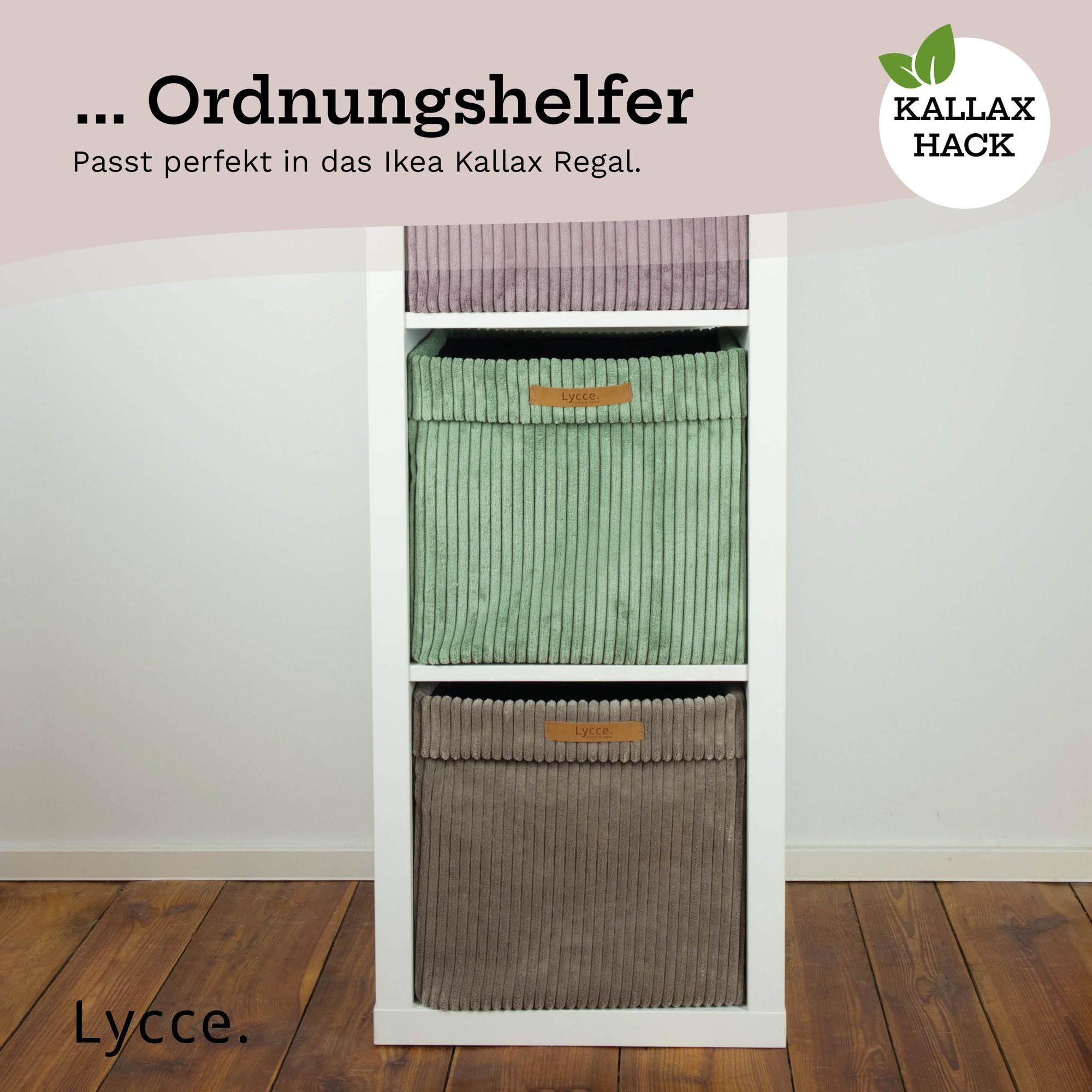 Lycce Regalkorb Kallax Boxen Cord 1 Stk. beige, faltbare Aufbewahrungsbox 33x33x31cm (1 St) – Bild 4 von 5