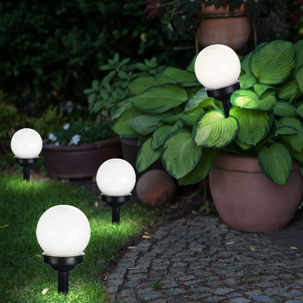 etc-shop LED Solarleuchte, LED-Leuchtmittel Kugel Gartendeko Solarleuchte Solar Kugelleuchte fest LED 10 Garten cm verbaut