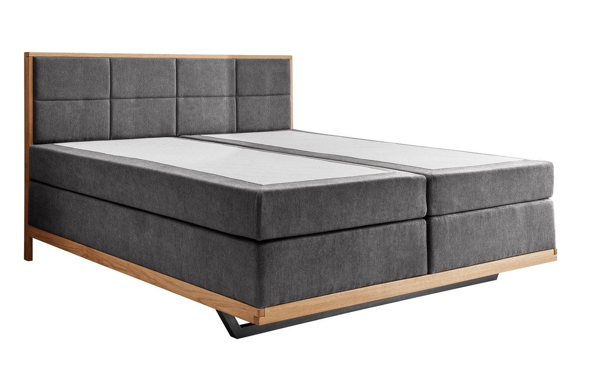 Main Möbel Boxspringbett Boxspringbett 'David' 200x200cm Eiche Stoff anthrazit