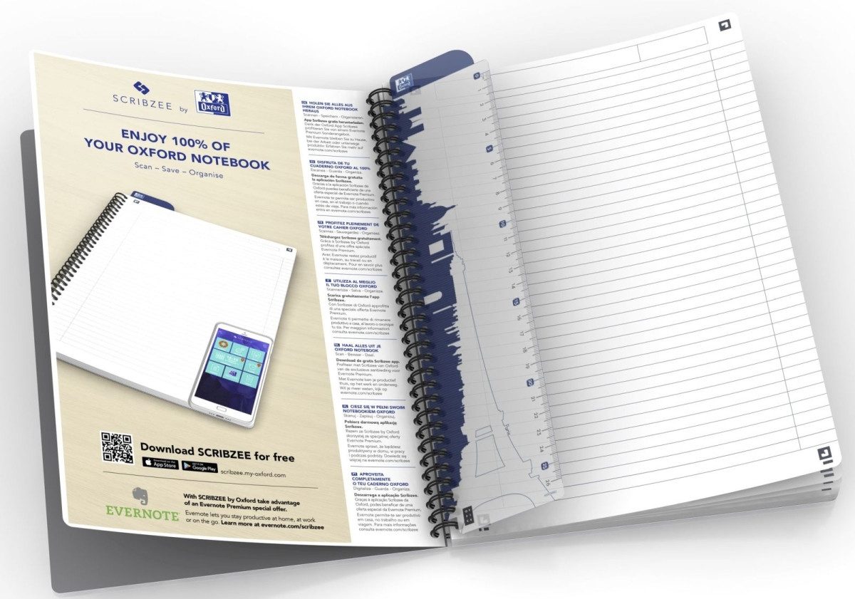 OXFORD Notenblock Spiralbuch Office Optik Paper 90 g/qm A5 7mm liniert 90