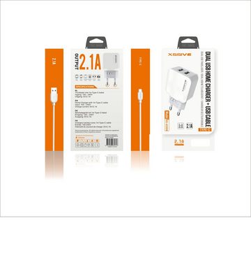 COFI 1453 2x USB 2.1A Schnell Wandladegerät mit 1m iPhone Ladekabel weiß USB-Ladegerät