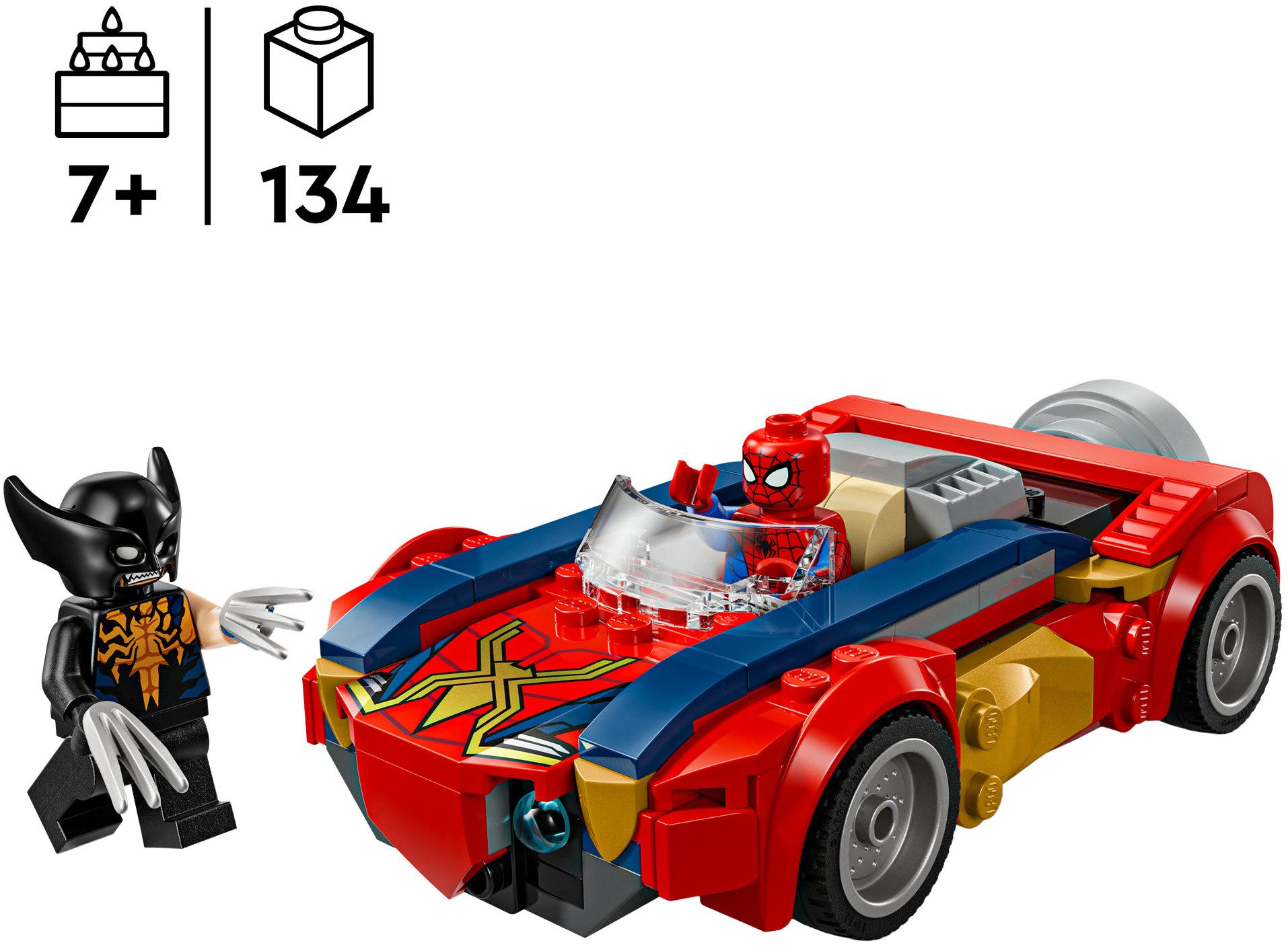 LEGO® Spider-Man Auto vs. Venomized Wolverine (76336), LEGO Super Heroes Konstruktionsspielsteine, (134 St), Made in Europe
