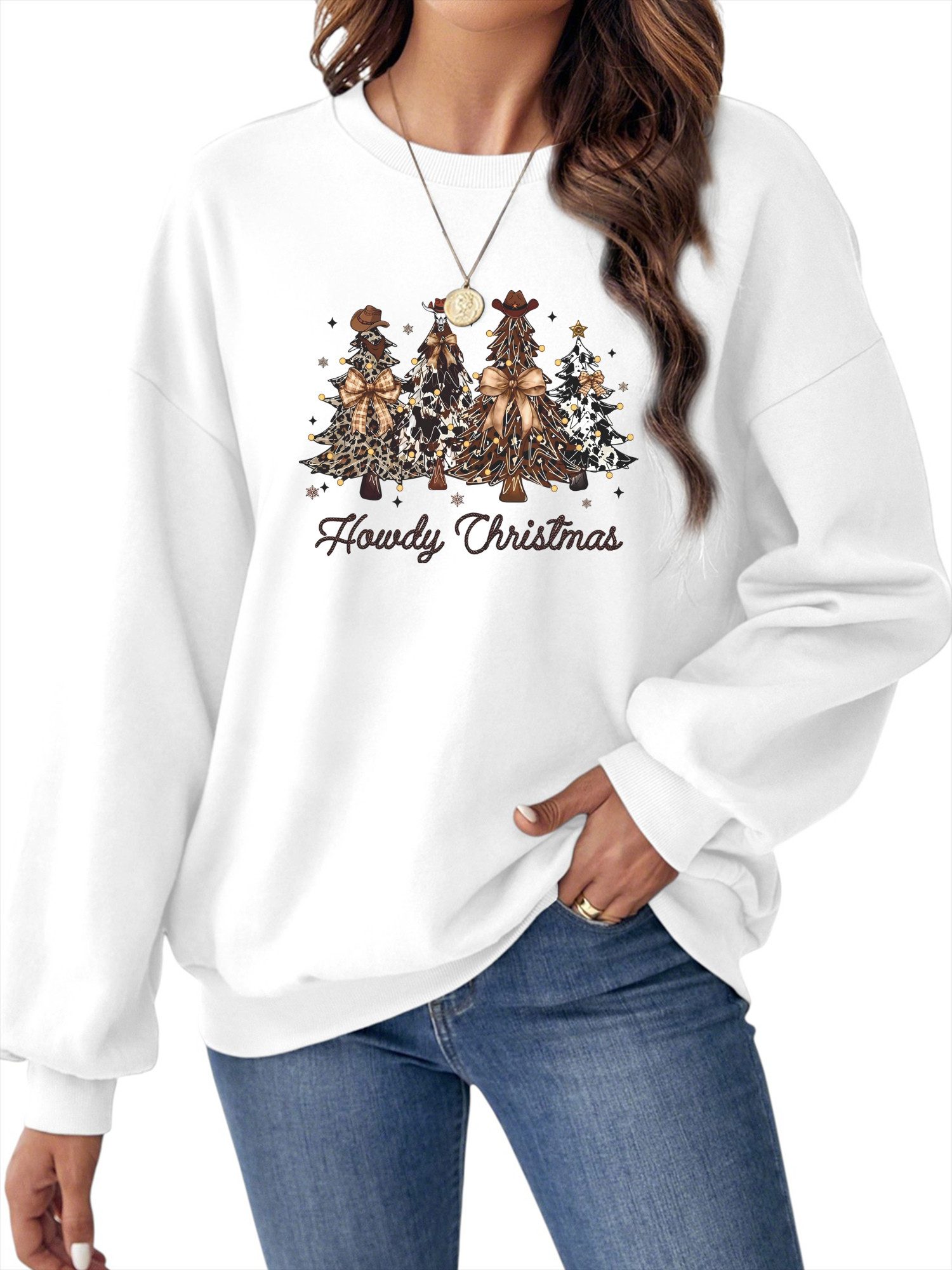 Sweatshirt Damen Weihnachten Sweatshirt, LOOSE Festival mit Dropped Shoulders