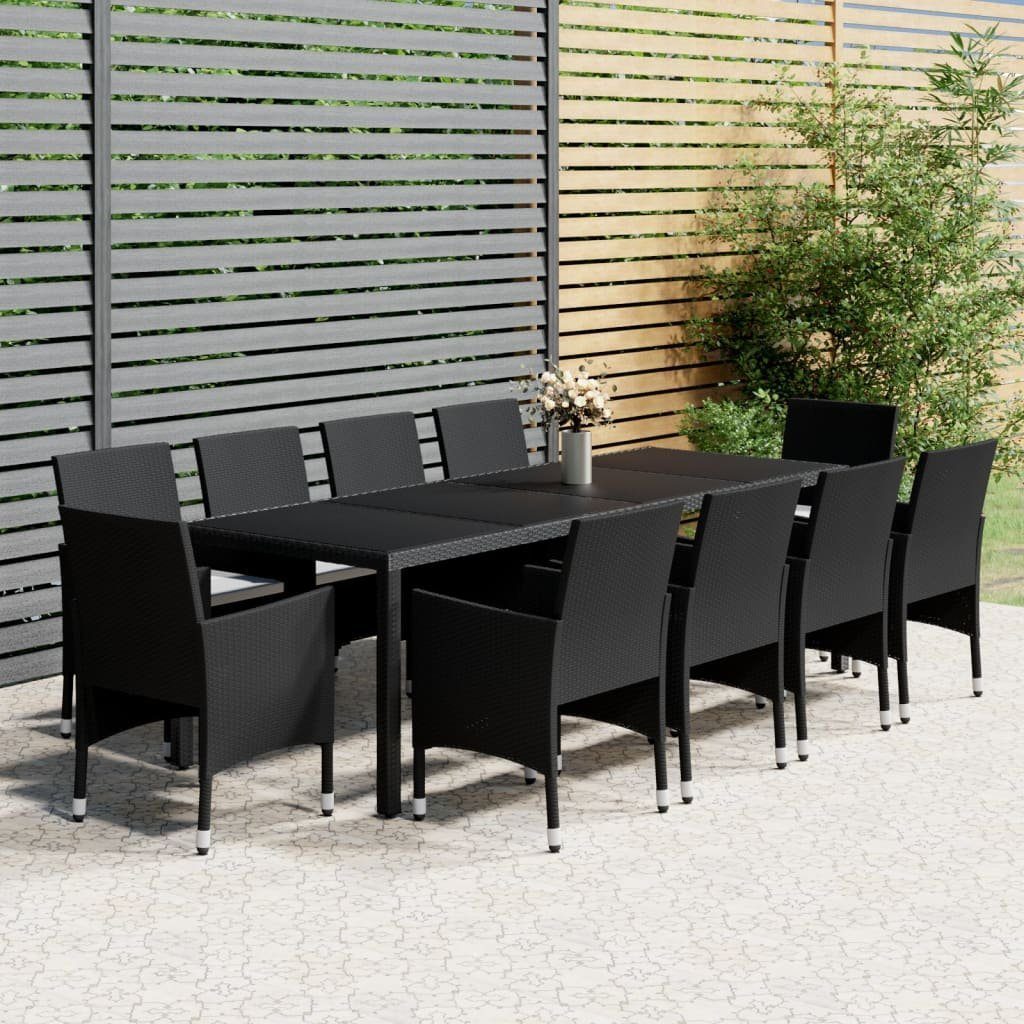 vidaXL GartenEssgruppe »11tlg. GartenEssgruppe Poly Rattan Schwarz