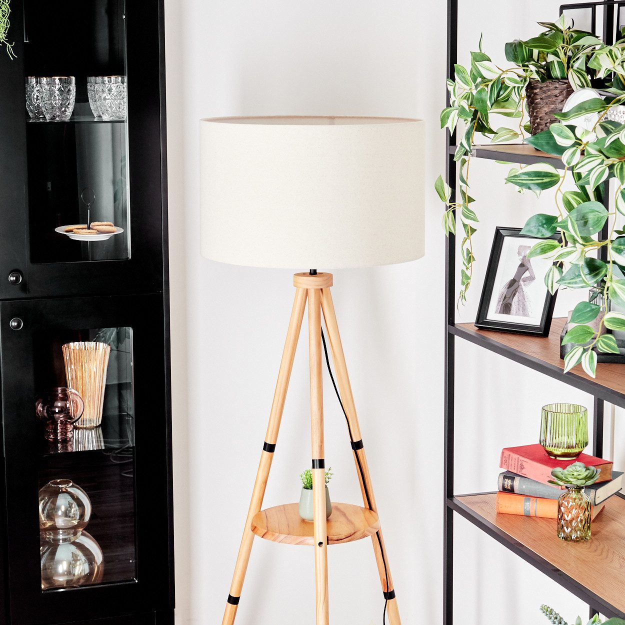 hofstein Stehlampe Stehlampe aus Holz/Metall im günstig online kaufen
