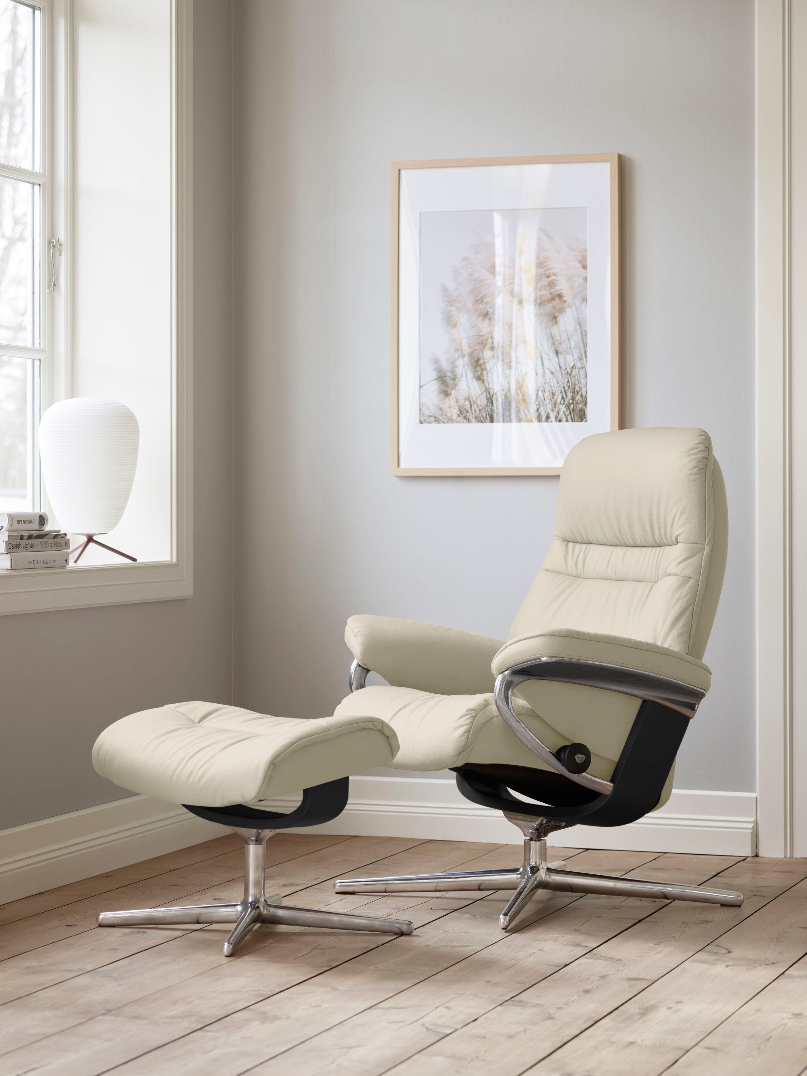 Stressless® Fußhocker Sunrise, mit Cross Base, Größe S, M & L, Holzakzent Schwarz