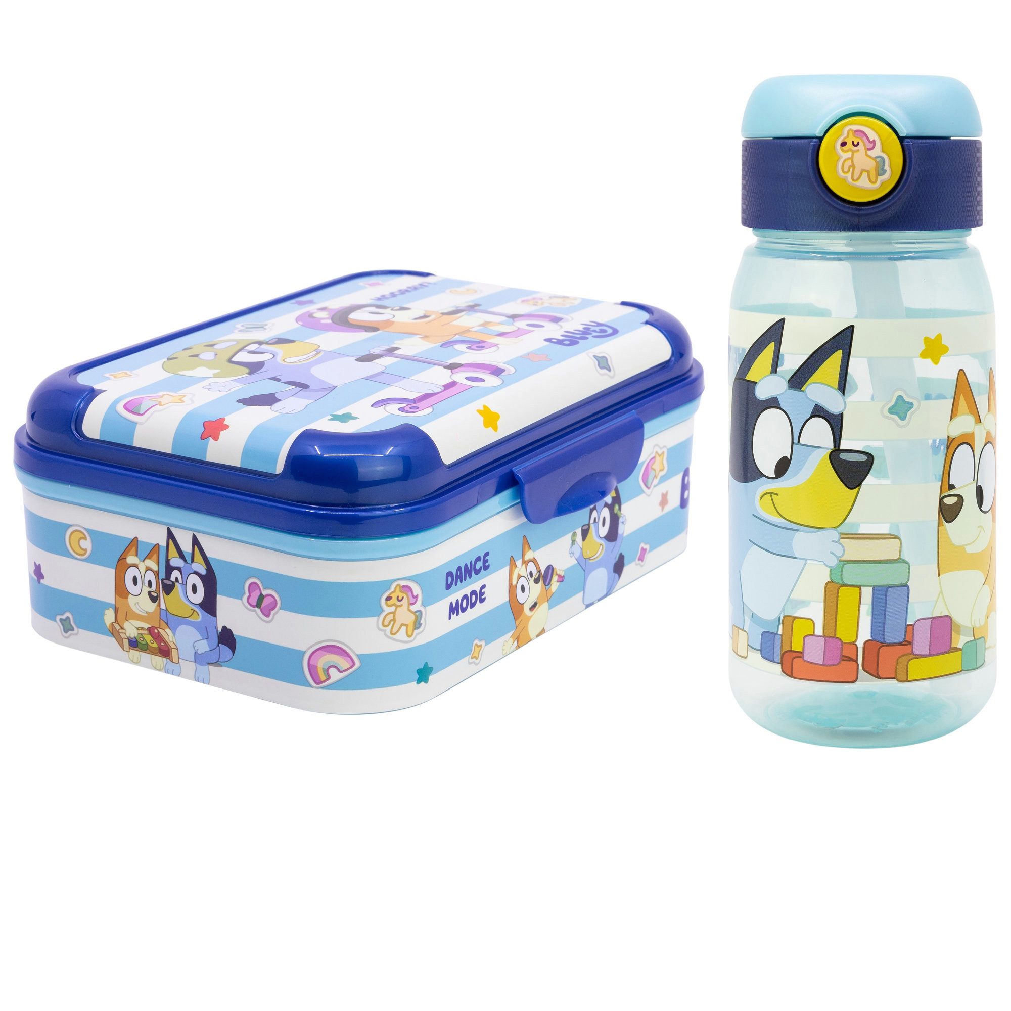 Bluey Lunchbox Bluey Bingo Kinder 2 teiliges Set Brotdose Trinkflasche 510 ml, (2-tlg., Spar-Set)