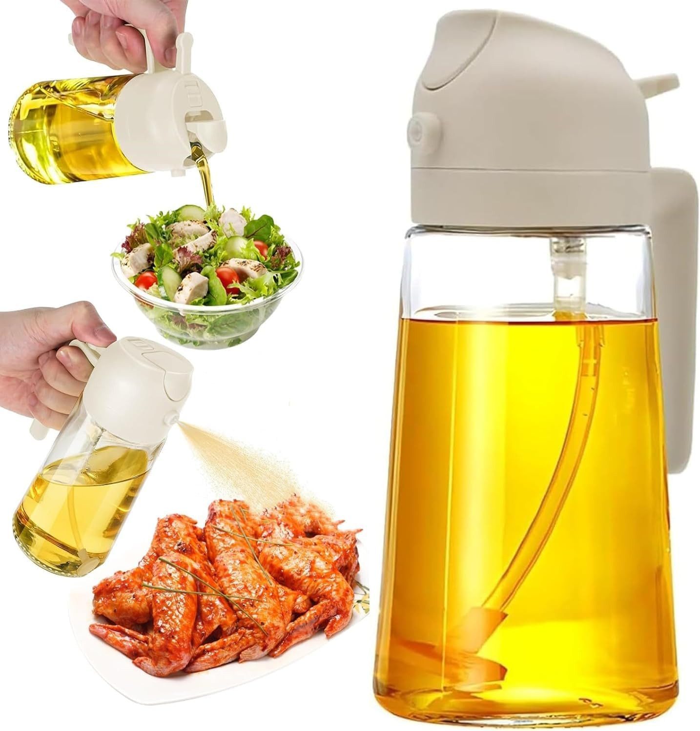 Ölspender Ölspender 2 in 1 Essig 500 ml Speiseöl Sprühflasche und Sprüher