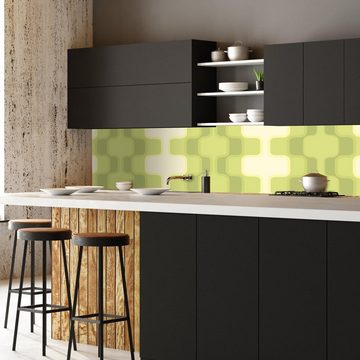 wandmotiv24 Küchenrückwand Retromuster Grün Muster, (1-tlg), Premium Hartschaum Nischenrückwand in versch. Größen