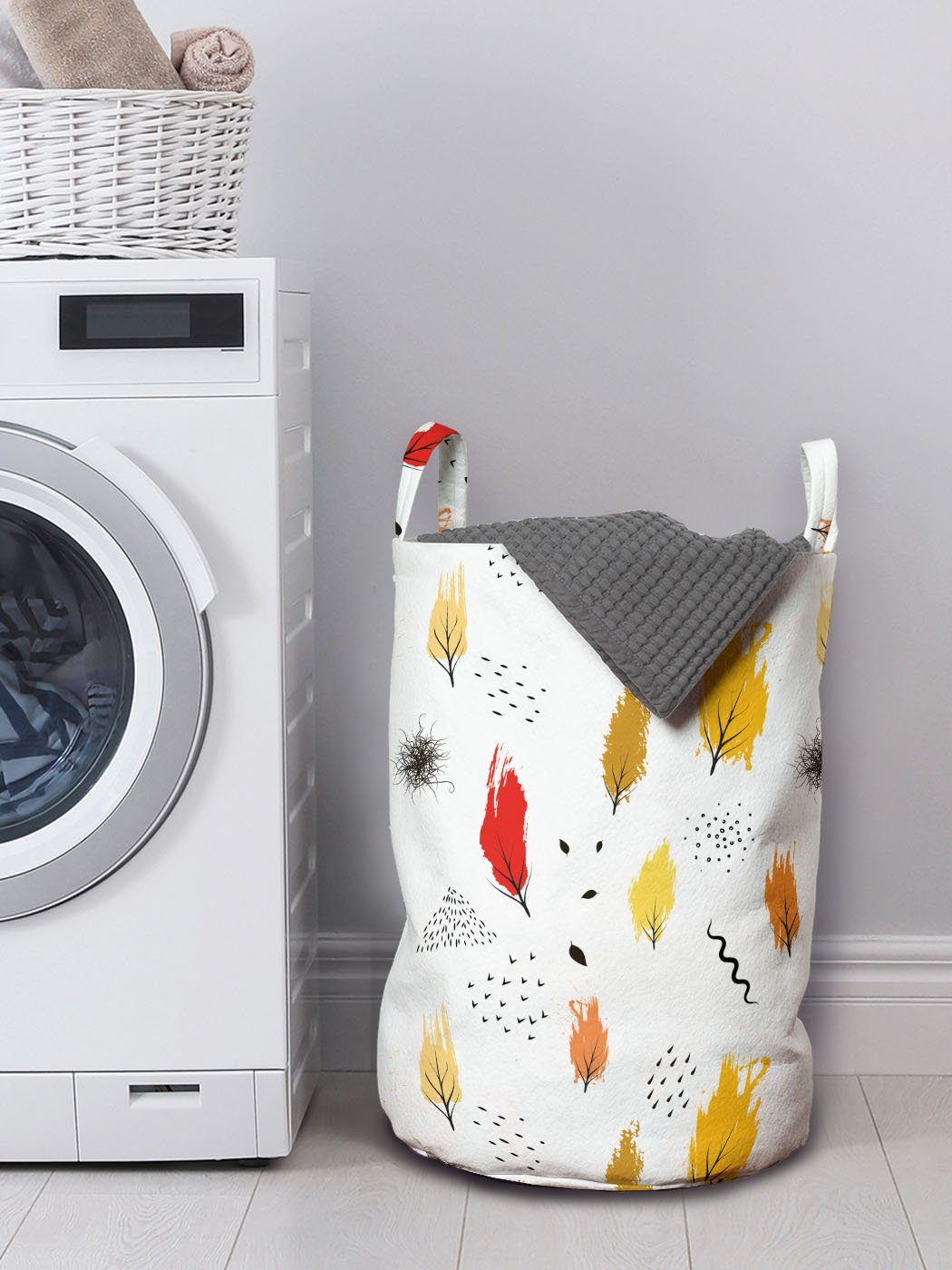 Kordelzugverschluss mit Abakuhaus für Herbst Kunst Simplistic Wäschesäckchen Waschsalons, Griffen Themed Wäschekorb Moderne
