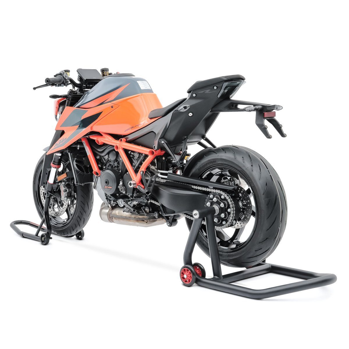 Motorradheber Einarm Montageständer Set für KTM 1290 Super Duke / R 14-23 hinten vor