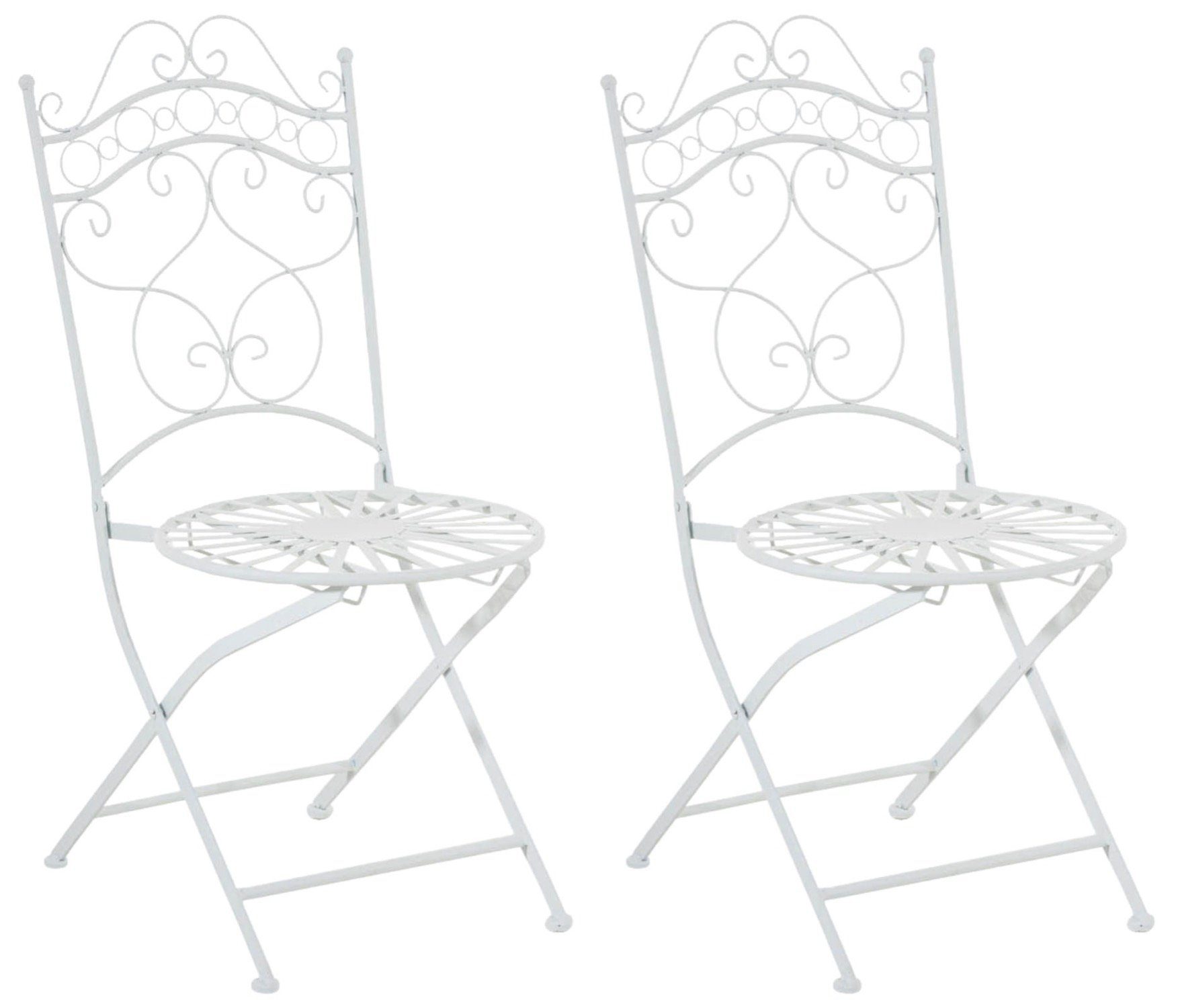 TPFGarden Gartenstuhl Indi - 2er-Set für Garten, Balkon, Terrasse (Metalltische aus handgefertigtem Eisen / Bistrotisch outdoor, 2 St), Maße (HxBxT): 92 x 40 x 50 cm - Sitzhöhe: 43 cm - Farbe: weiß | Stühle
