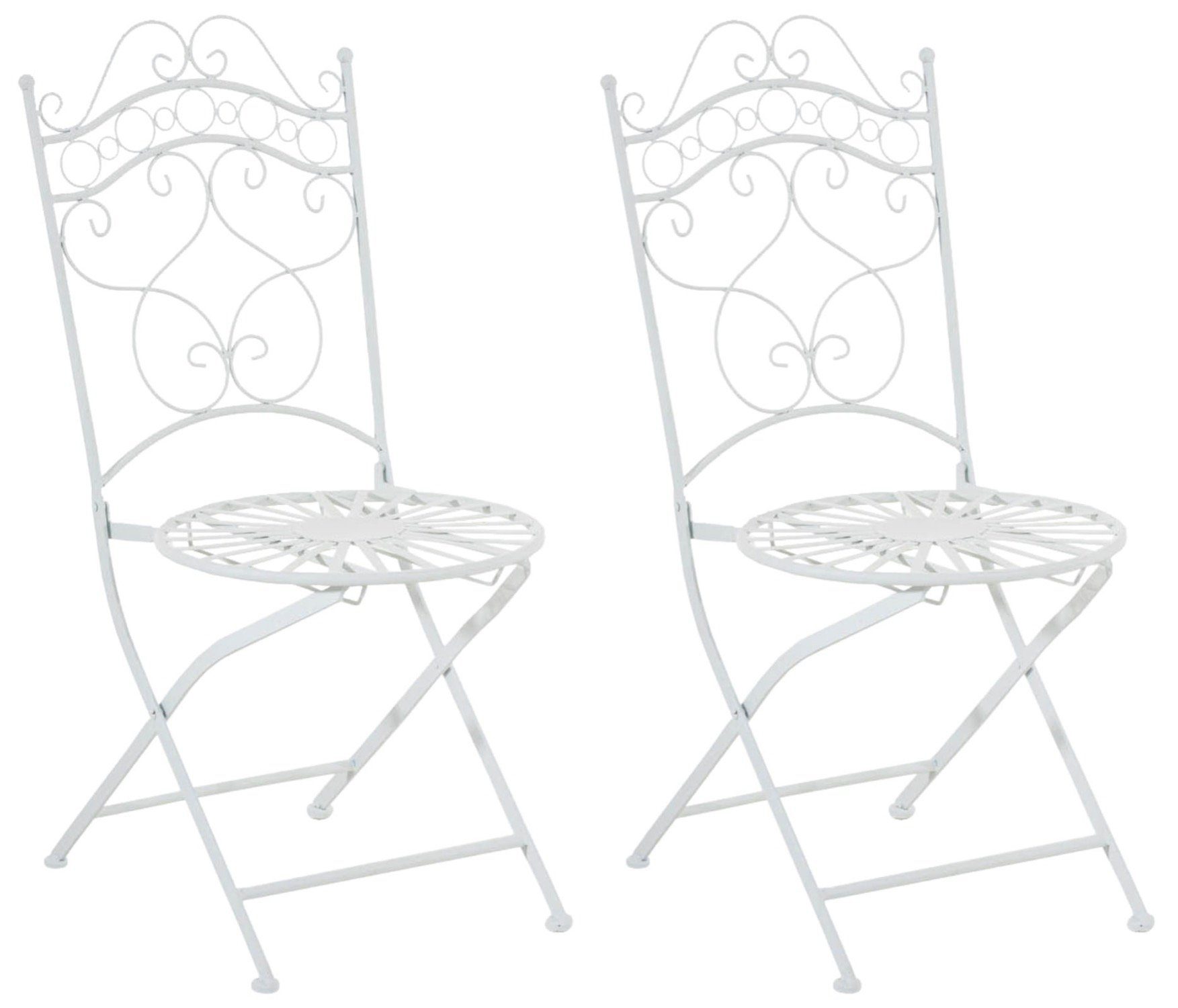 TPFGarden Gartenstuhl Indi - 2er-Set für Garten, Balkon, Terrasse (Metalltische aus handgefertigtem Eisen / Bistrotisch outdoor, 2 St), Maße (HxBxT): 92 x 40 x 50 cm - Sitzhöhe: 43 cm - Farbe: weiß