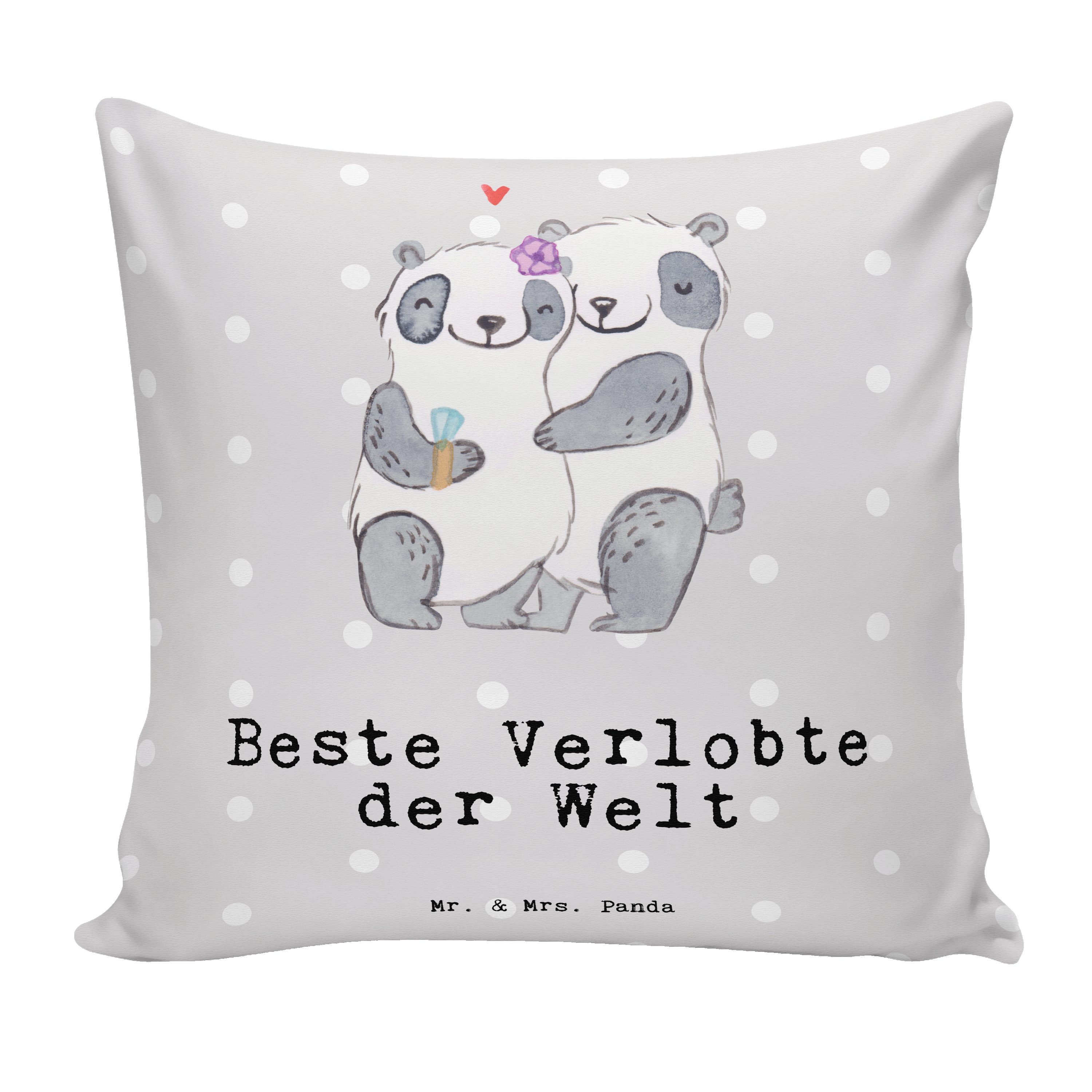 Mr. & Mrs. Panda Dekokissen Panda Beste Verlobte der Welt - Grau Pastell - Geschenk, Zukünftige
