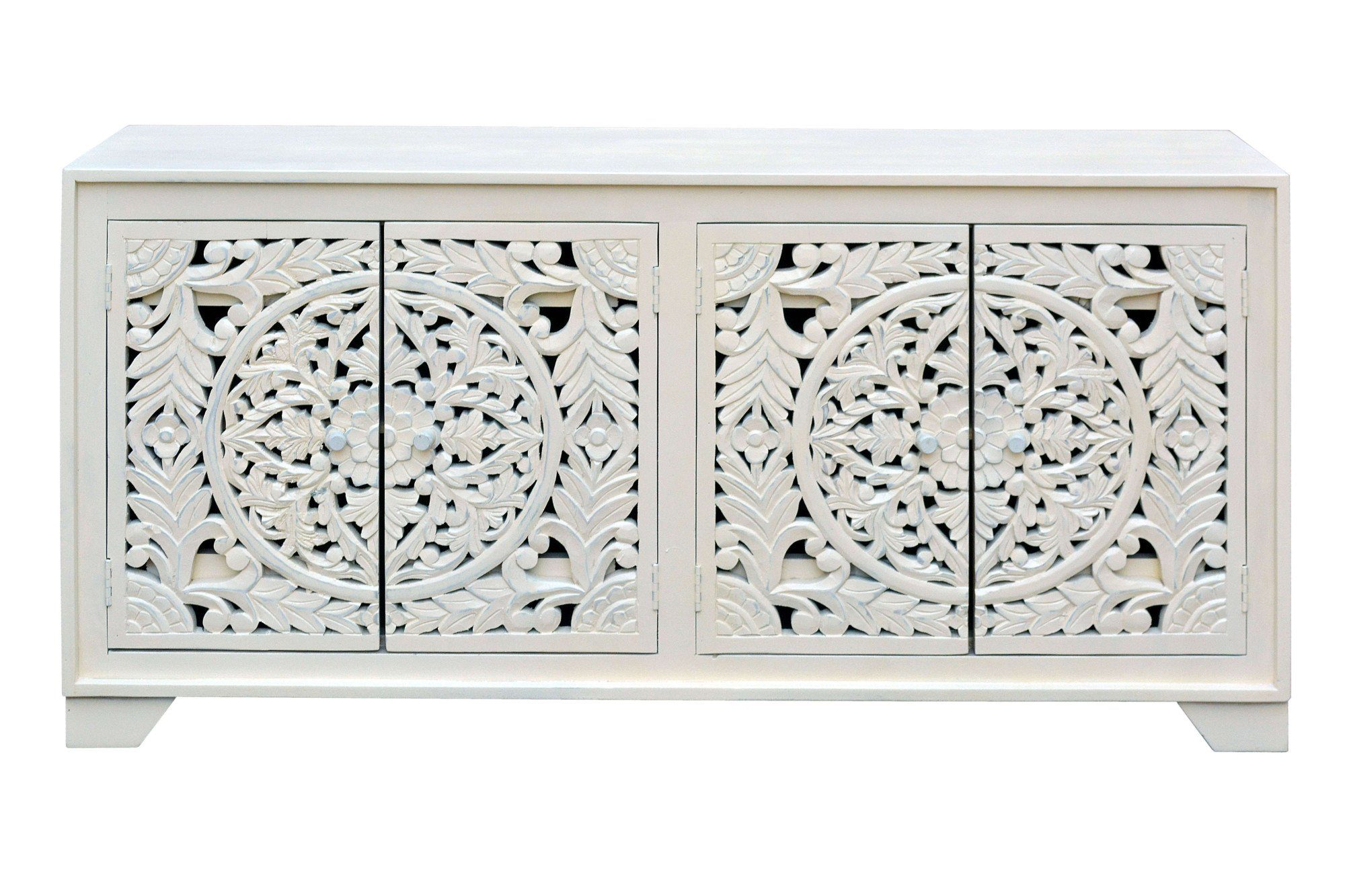 Home affaire Sideboard Kenmare, Kommode aus Mangoholz, dekorative Schnitzereien, Breite 170 cm
